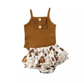 Dora- Girls Cotton Floral Bloomers Set