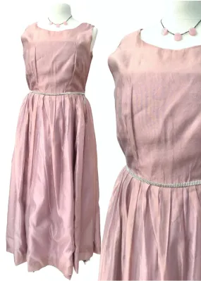 Dusky Pink Laura Ashley Shimmery Party Dress • Sleeveless • Size 16