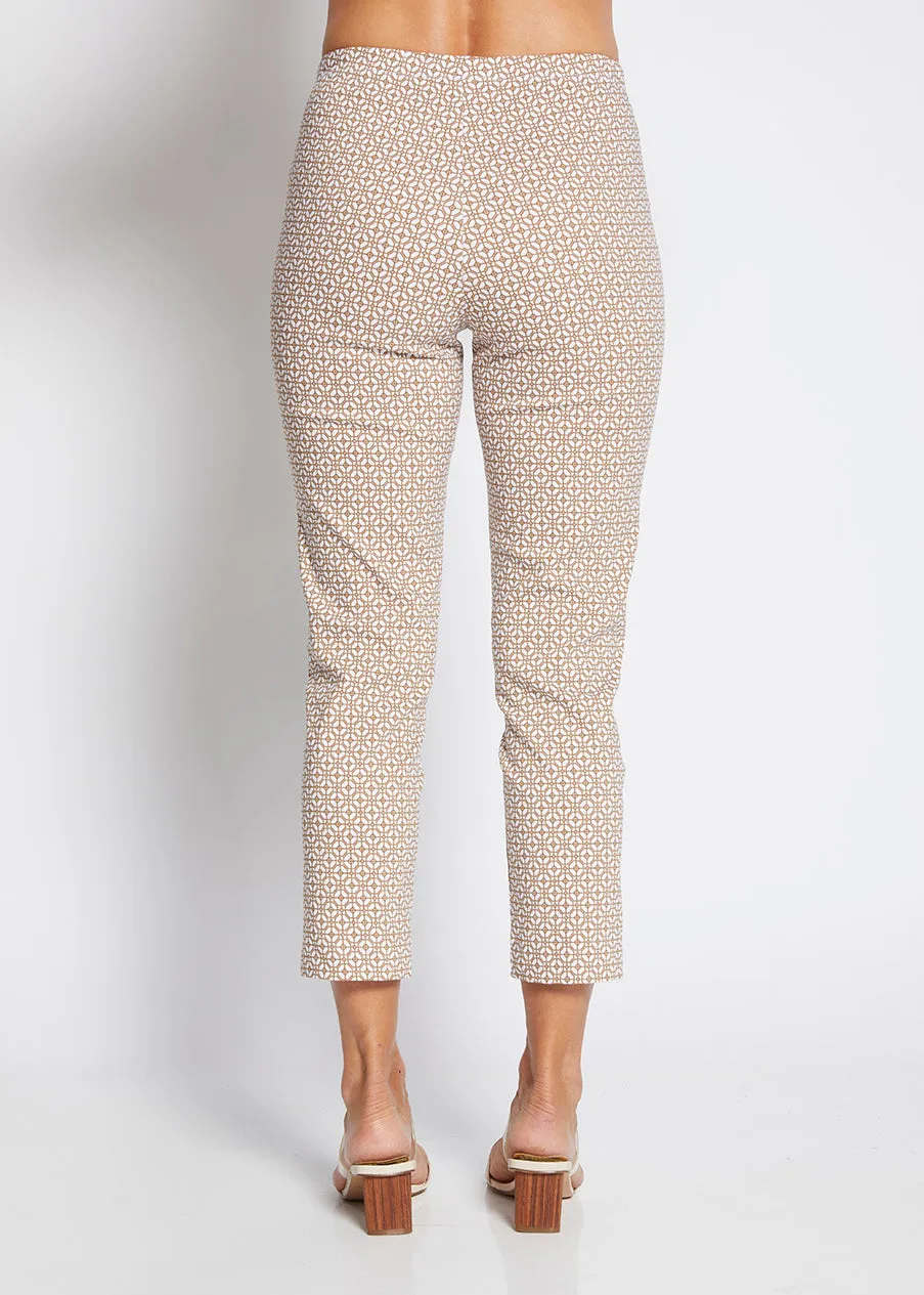 Easy printed bengaline 7/8 pant in Praline Tile