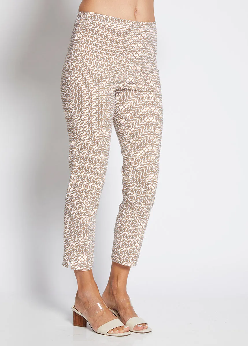 Easy printed bengaline 7/8 pant in Praline Tile