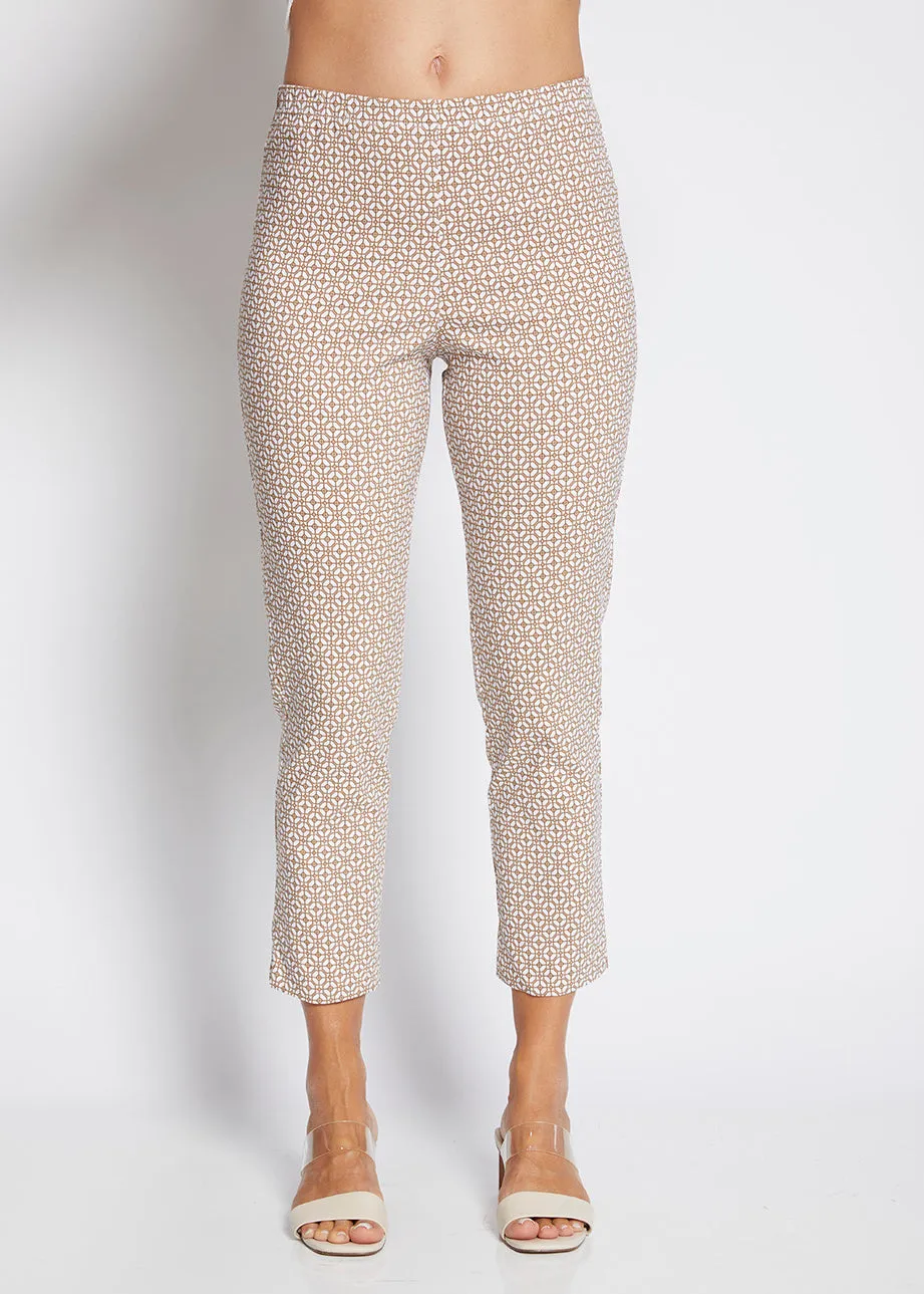 Easy printed bengaline 7/8 pant in Praline Tile