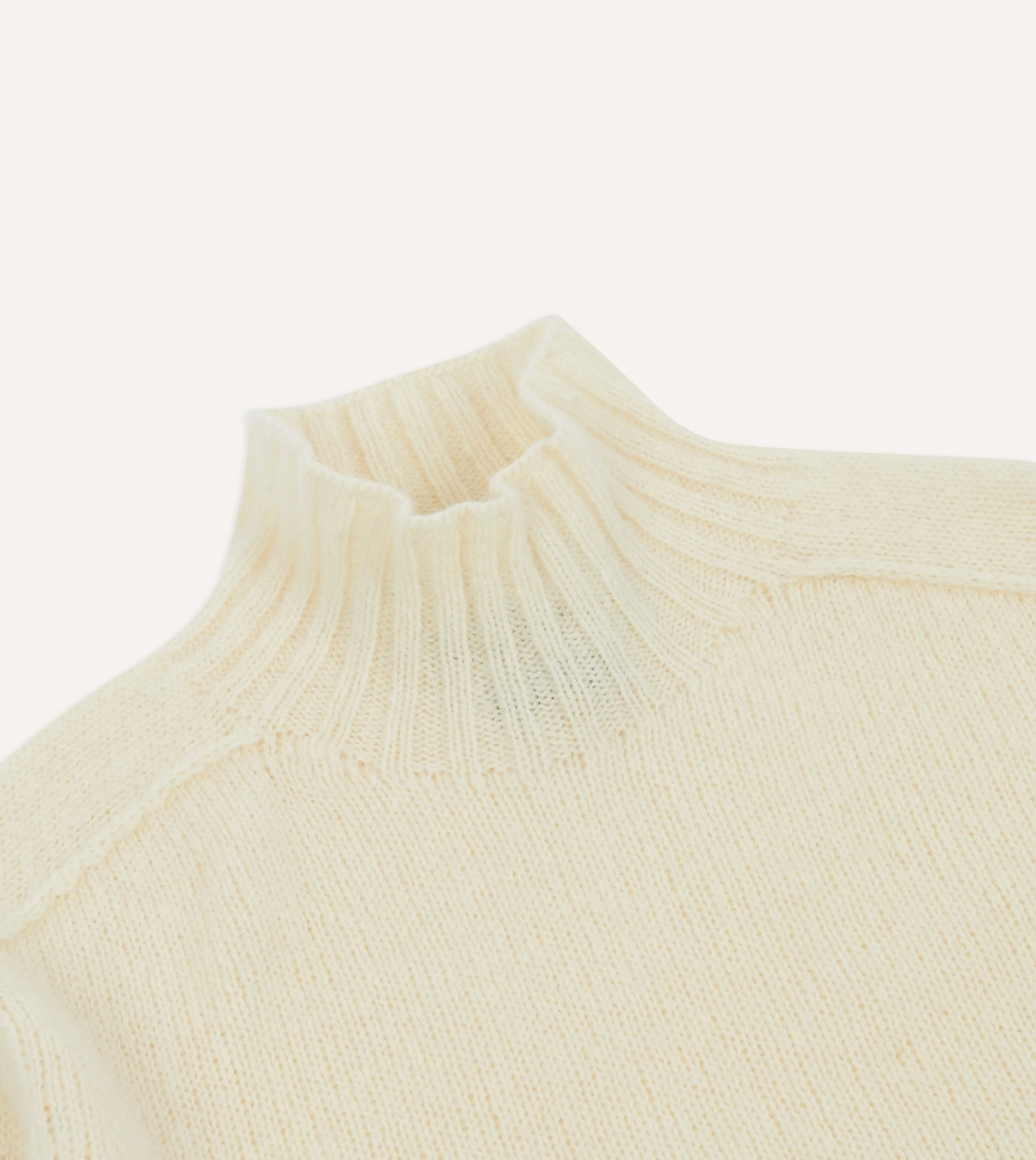 Ecru Brushed Shetland Mock Neck Jumper