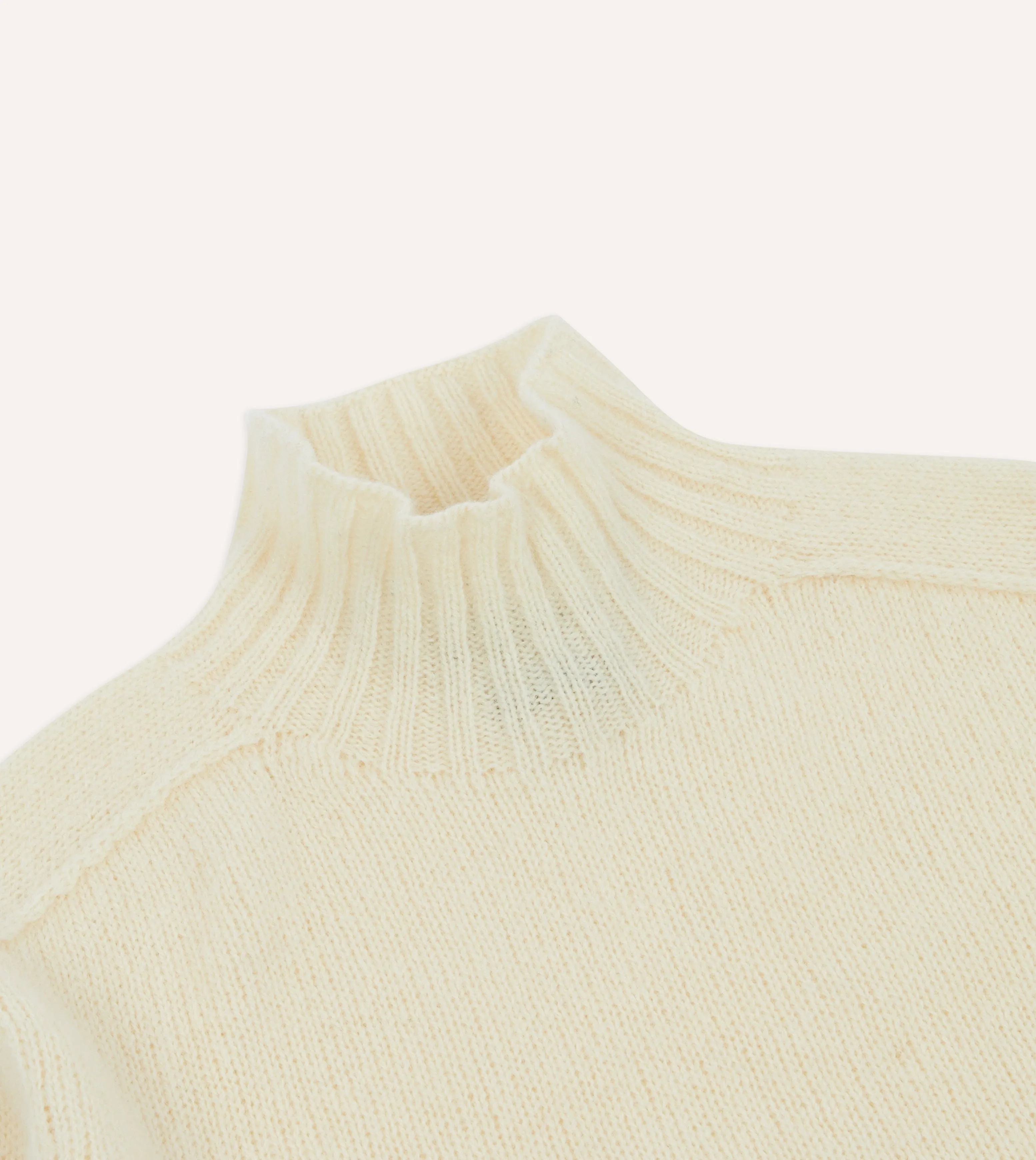 Ecru Brushed Shetland Mock Neck Jumper