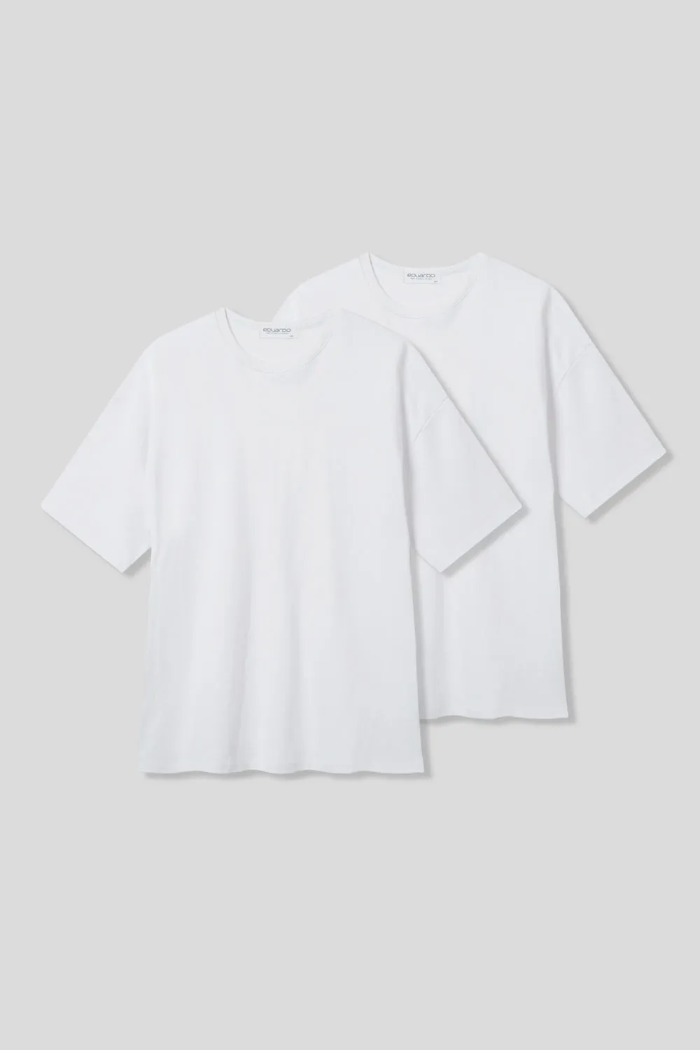 EDUARDO 2 Pack Men's Crew T-Shirt, Cotton Modal, Anyone Over Fit Short Sleeves Multipack.