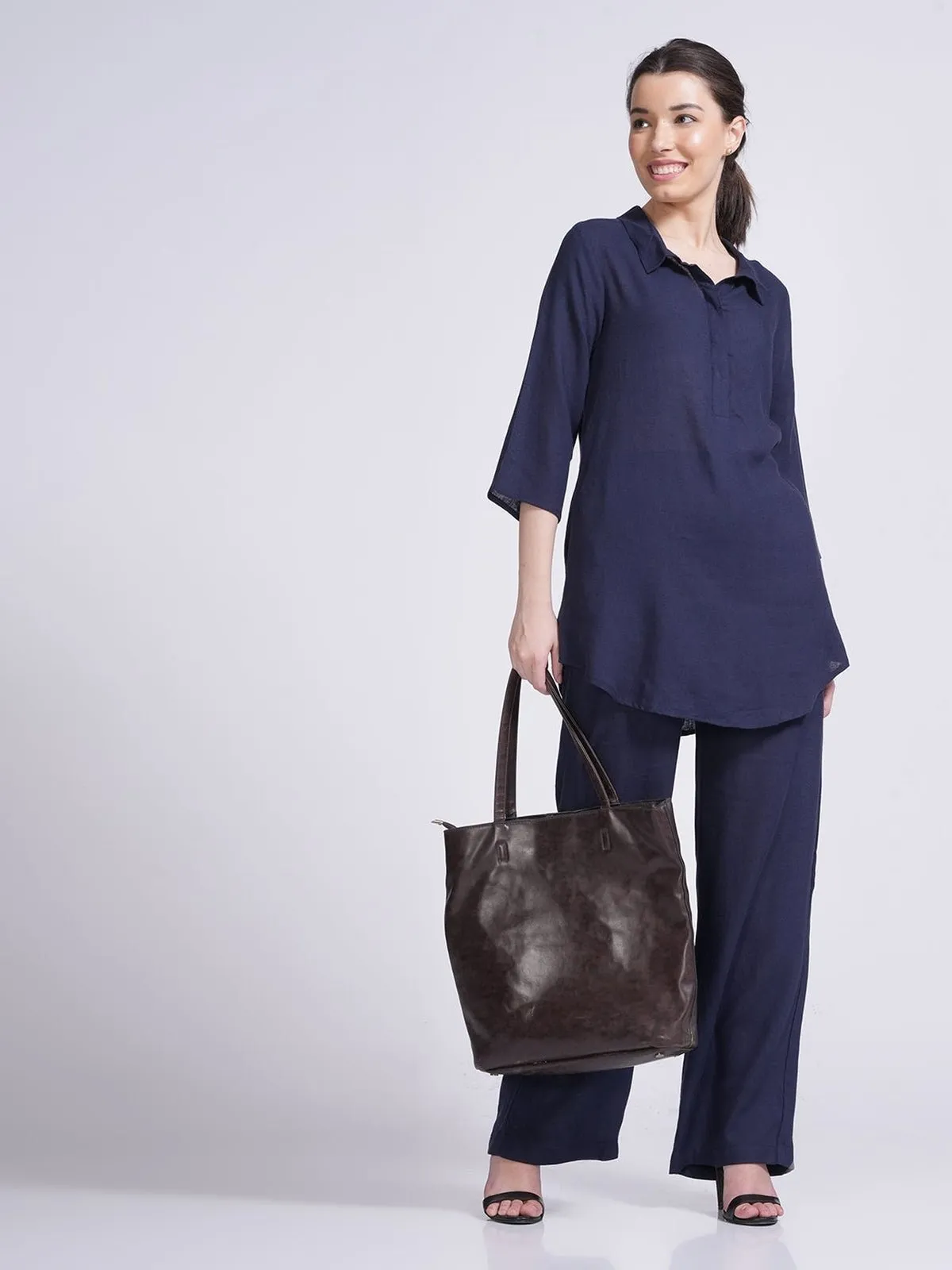 Elegant Linen Skipper Collar Tunics & Trouser Co-ord Set