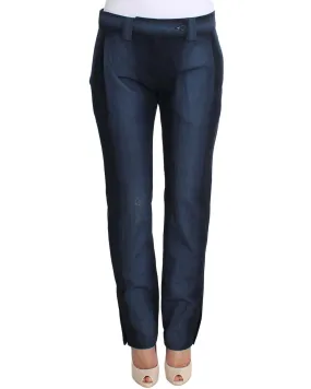 Ermanno Scervino Women's Blue Straight Leg Cotton Pants