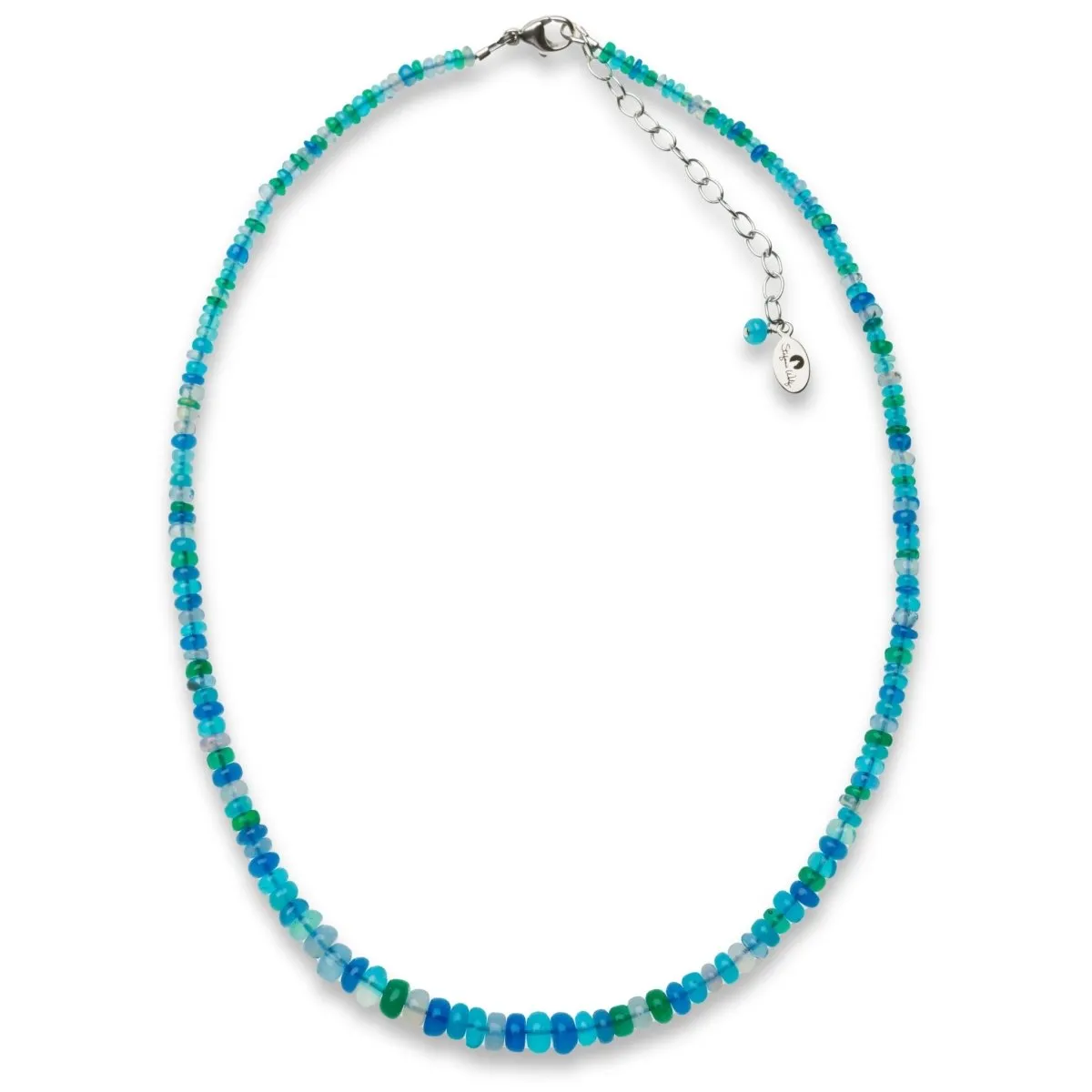 Ethiopian Opal Necklace in Ocean Blues, Graduated Opal Gemstone Strand in Ocean Mix