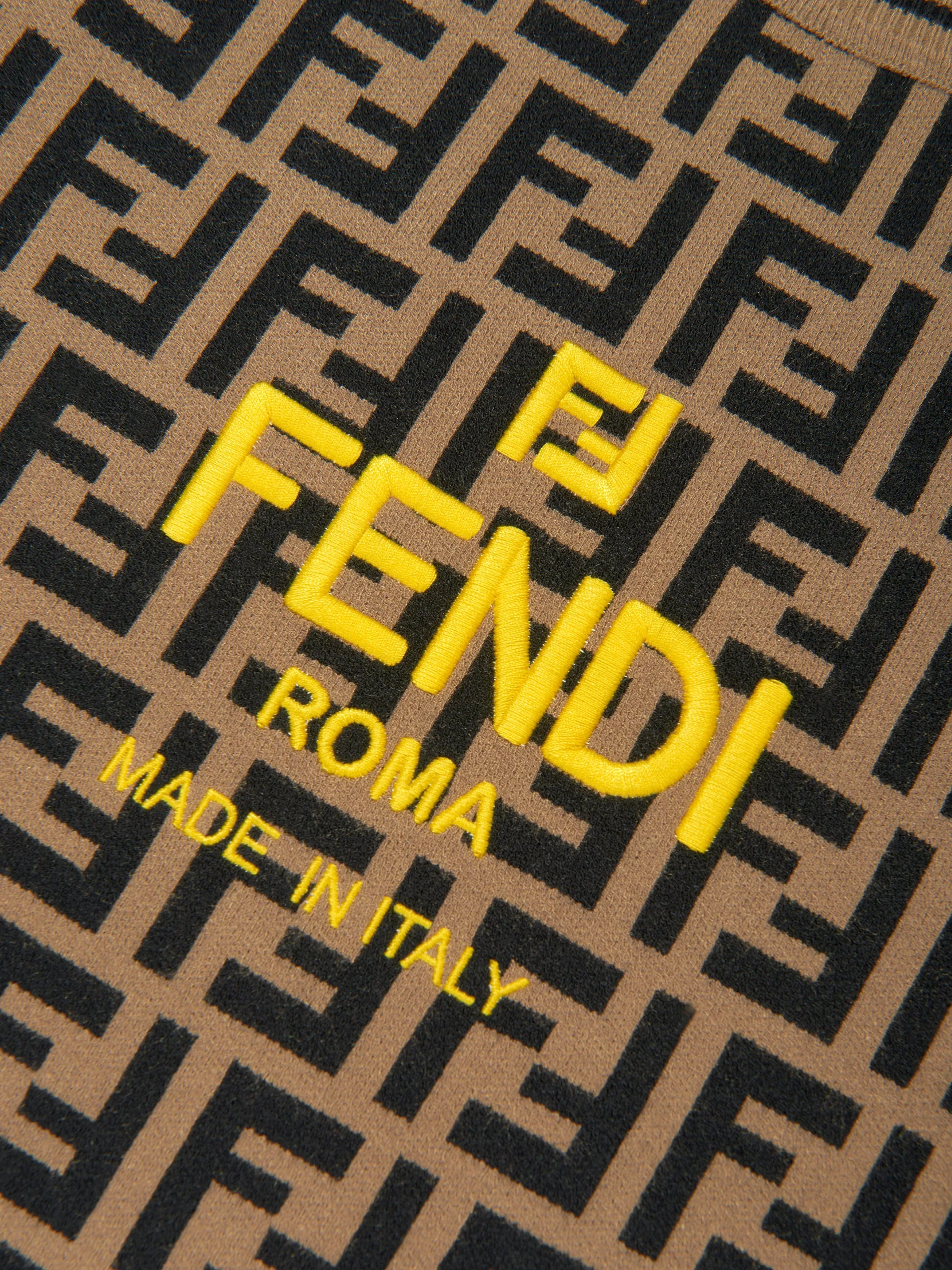 Fendi Kids FF Logo Knitted Jumper in Brown