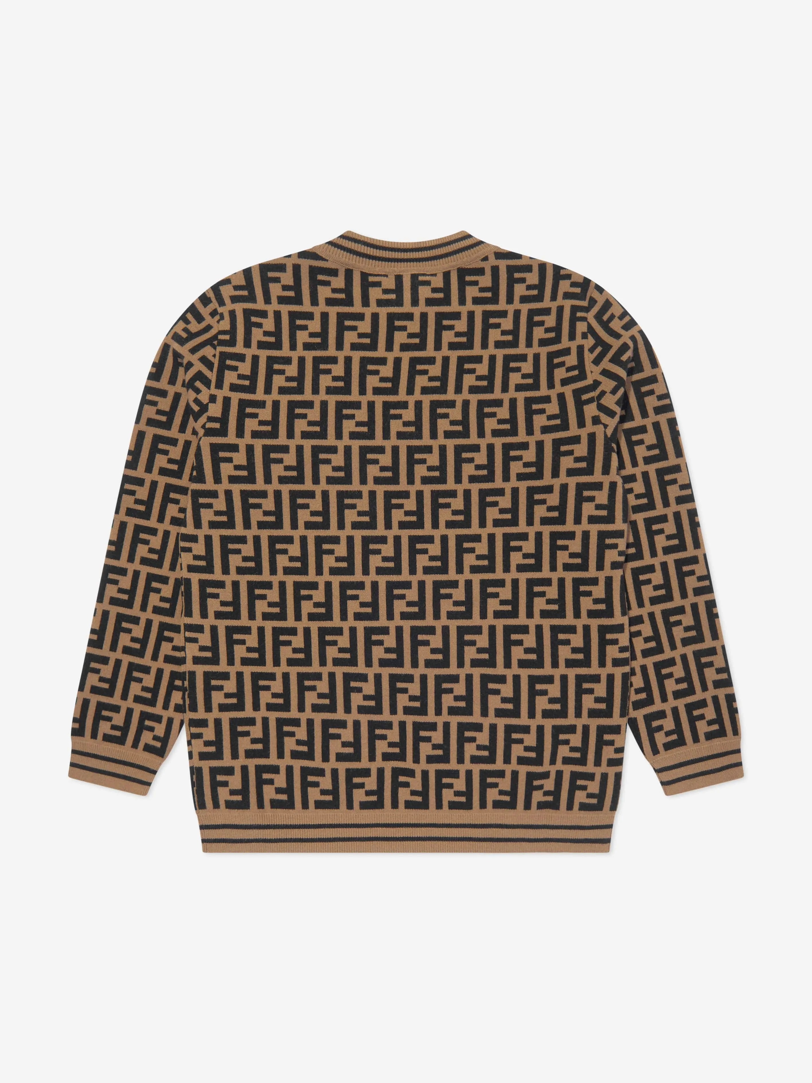 Fendi Kids FF Logo Knitted Jumper in Brown