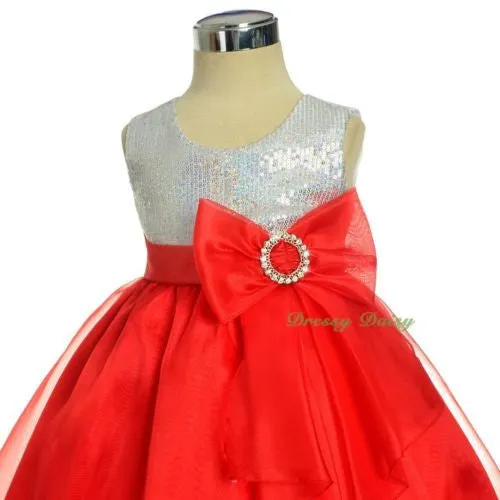 FG316 Girls' Sequined Wedding Flower Girl Formal Occasion Party Dress Up Size 12 Months - 4