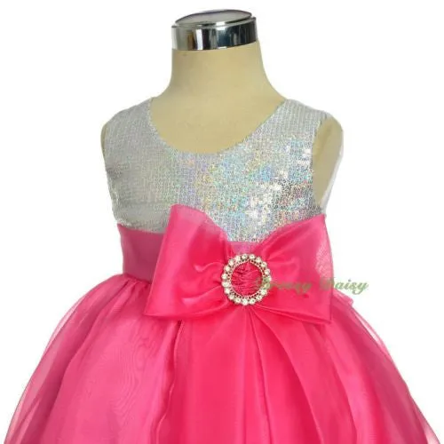 FG316 Girls' Sequined Wedding Flower Girl Formal Occasion Party Dress Up Size 12 Months - 4