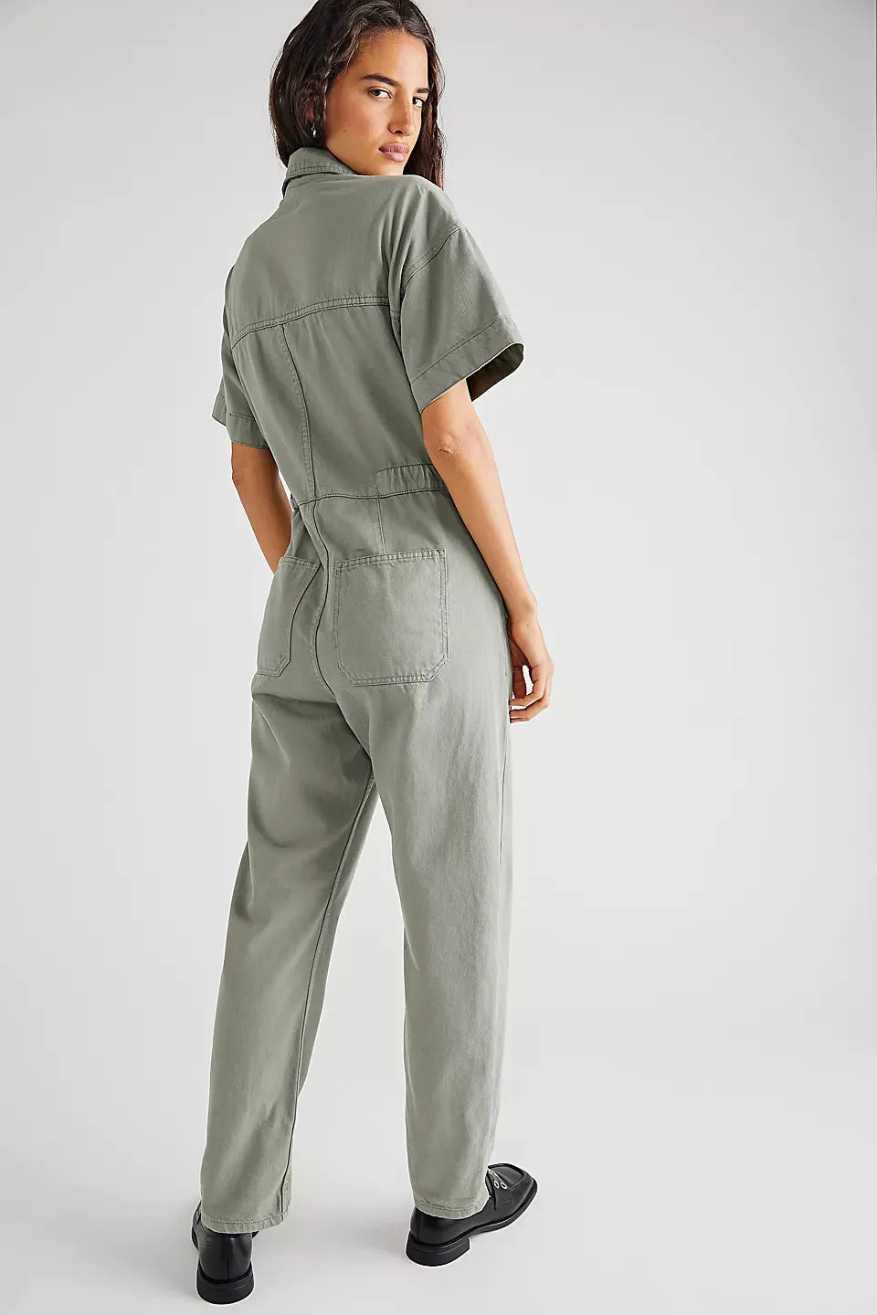 Free People Marci Jumpsuit in Washed Army