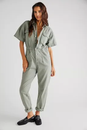 Free People Marci Jumpsuit in Washed Army