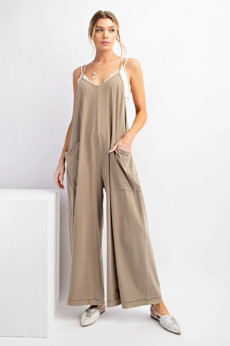 Free Spirit Wide Leg Jumpsuit - Taupe