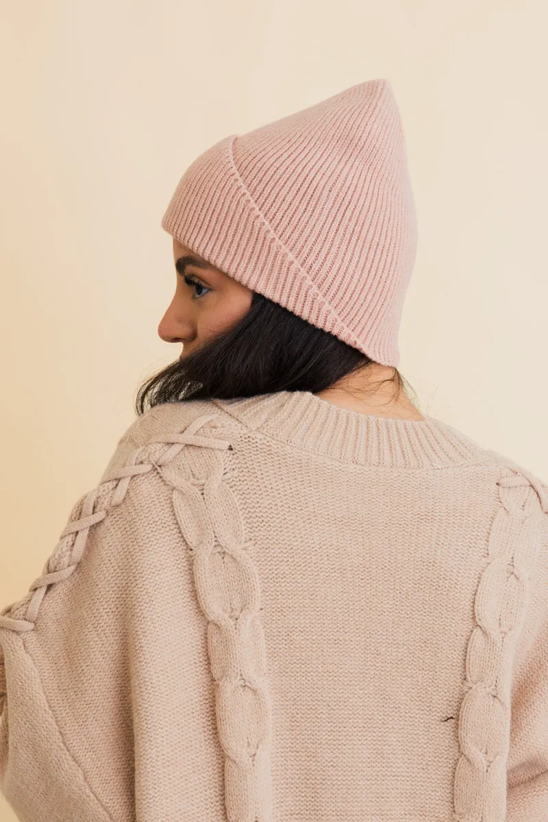 Frosty Front Fold Snuggle Ribbed Beanie