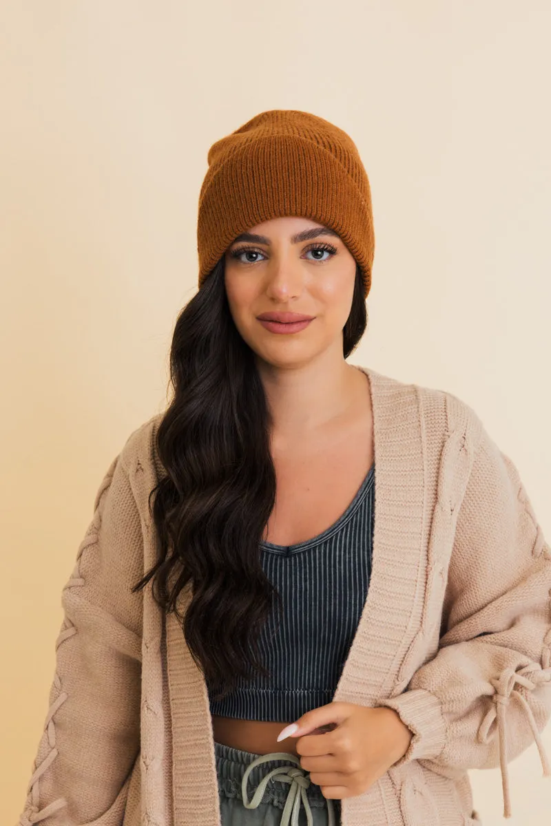 Frosty Front Fold Snuggle Ribbed Beanie