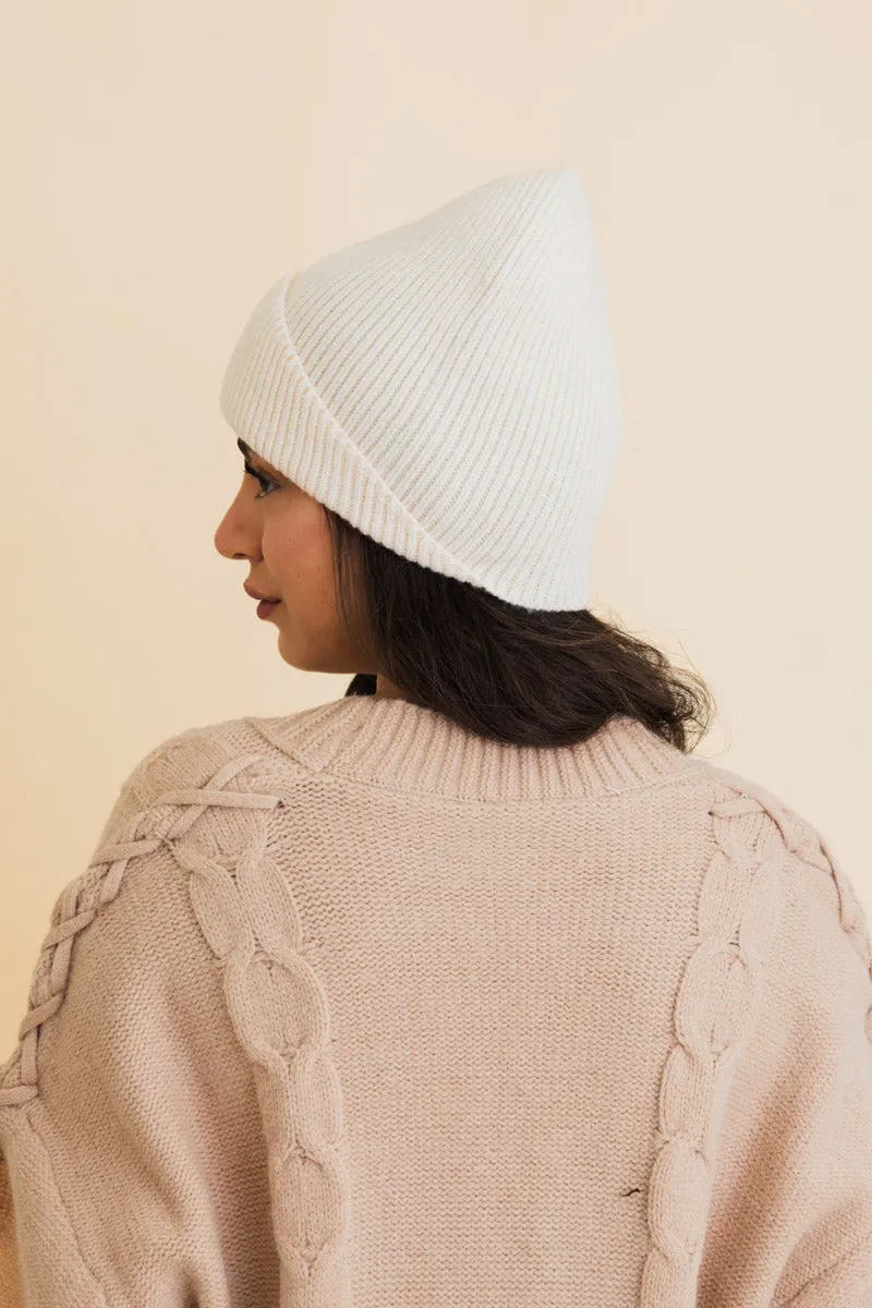 Frosty Front Fold Snuggle Ribbed Beanie