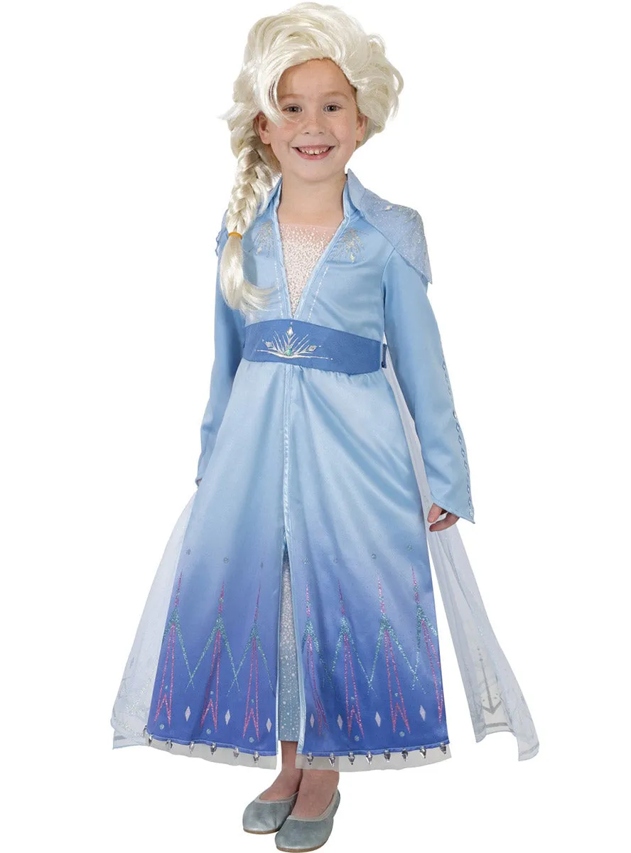 Frozen 2 Girls Premium Elsa Costume And Wig Set