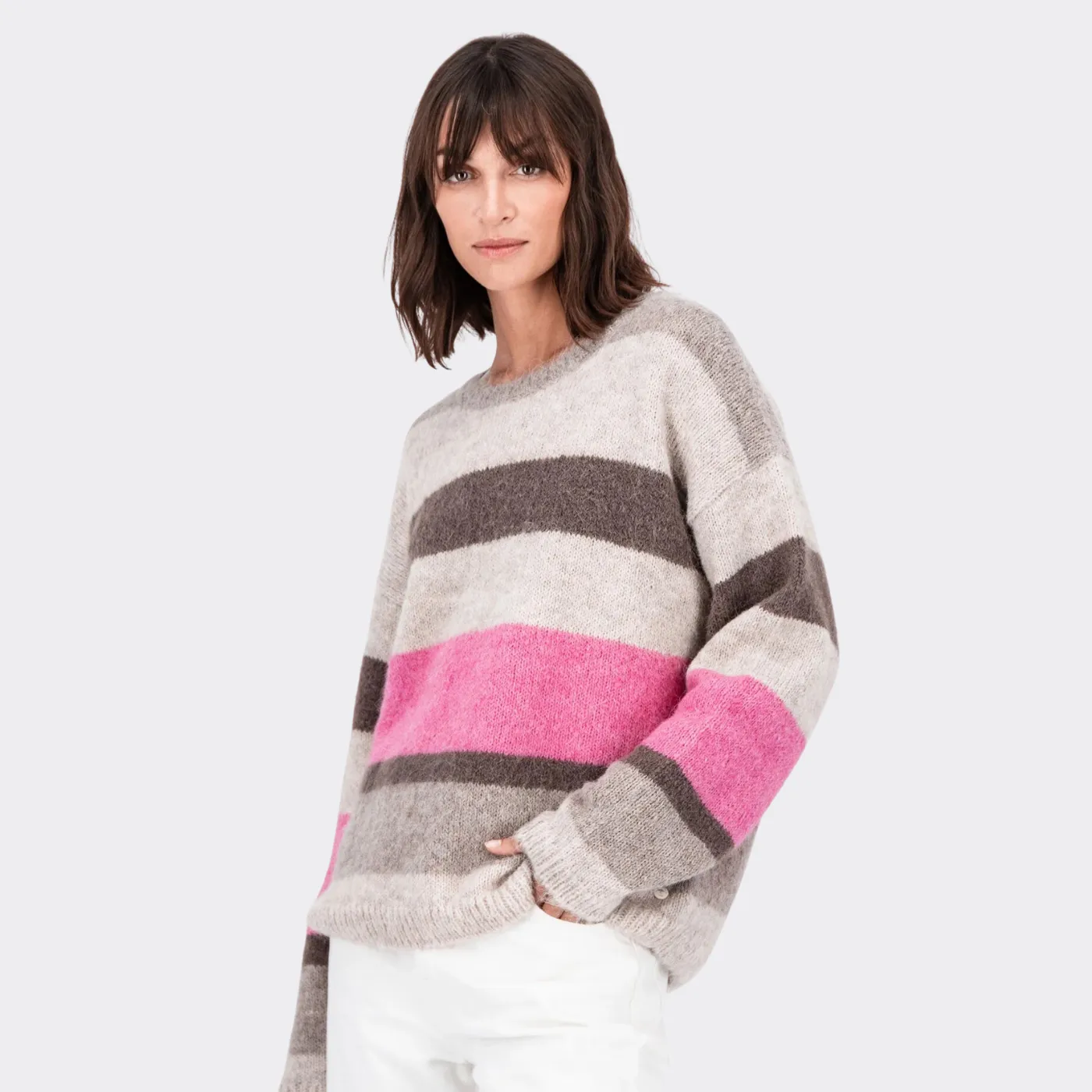 Fynch Hatton Merino Wool Striped Knit Jumper