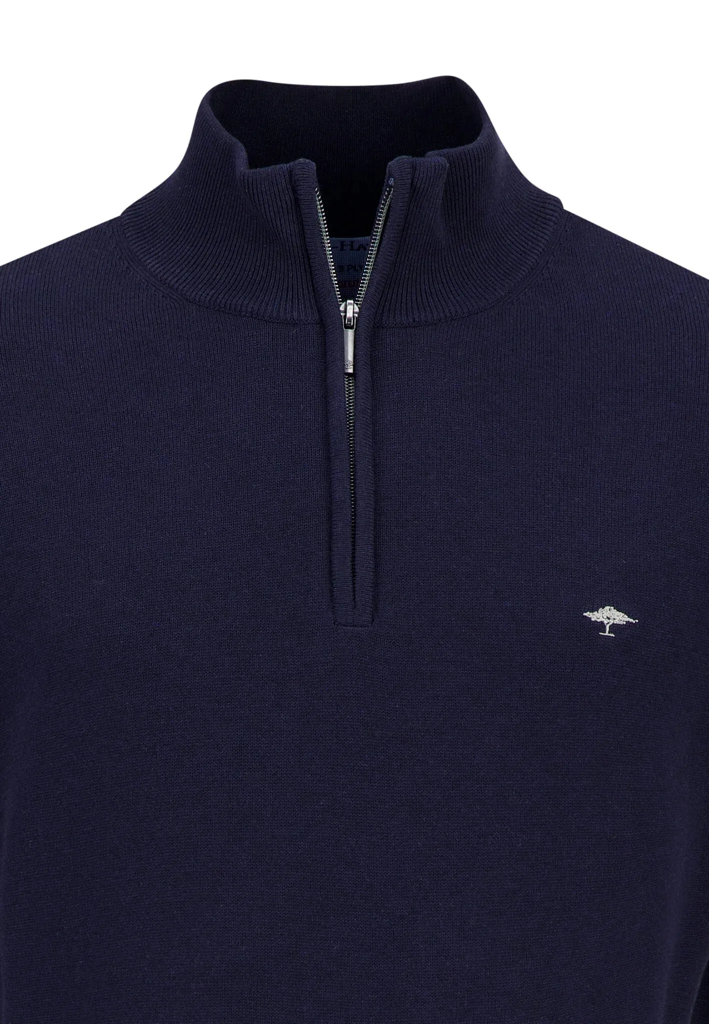 FYNCH HATTON Troyer 1/4 Zip Soft Cotton Knit - Men's – Navy