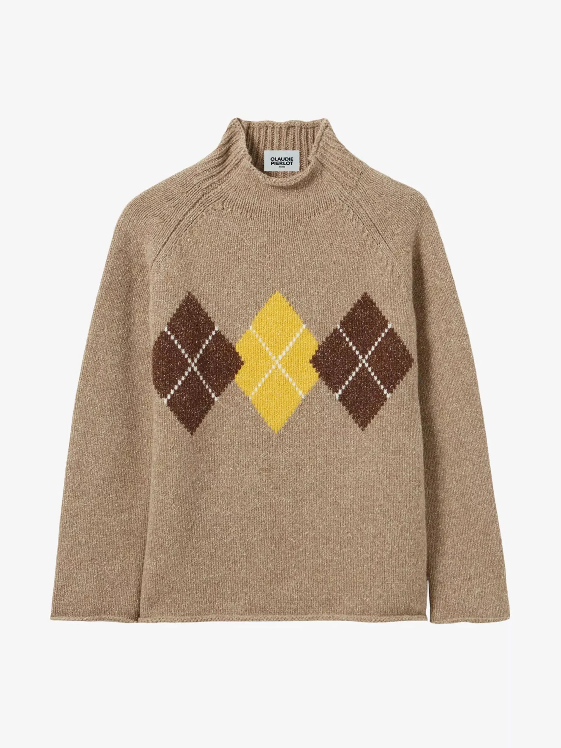 Geometric-motif relaxed-fit wool and silk-blend jumper