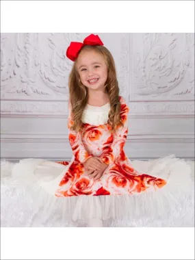 Girls Red/Creme Twirl Dress w/ Side Panels