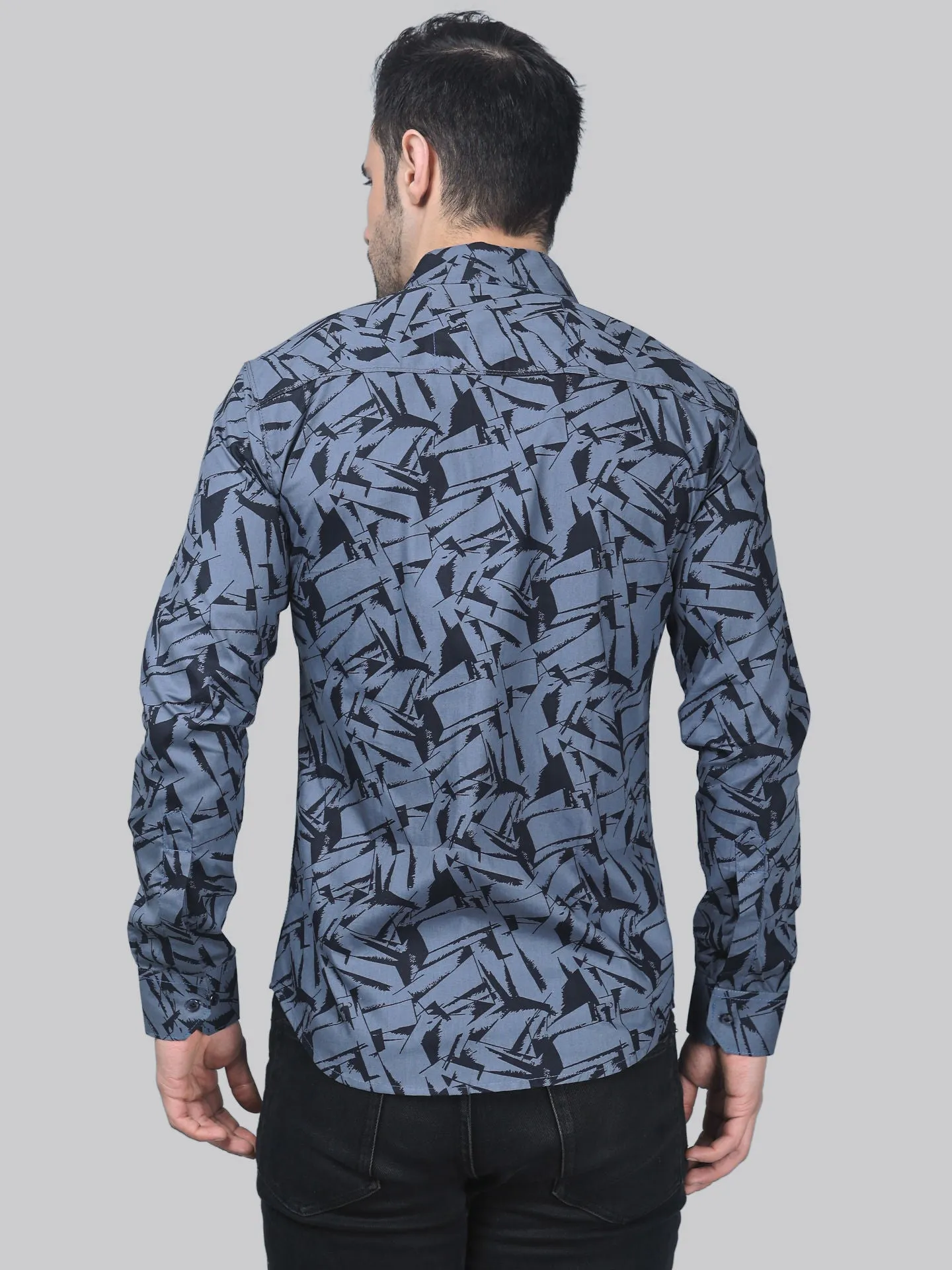 Glam-tribal Men's Printed Full Sleeve Linen Button-Up Shirt For Men