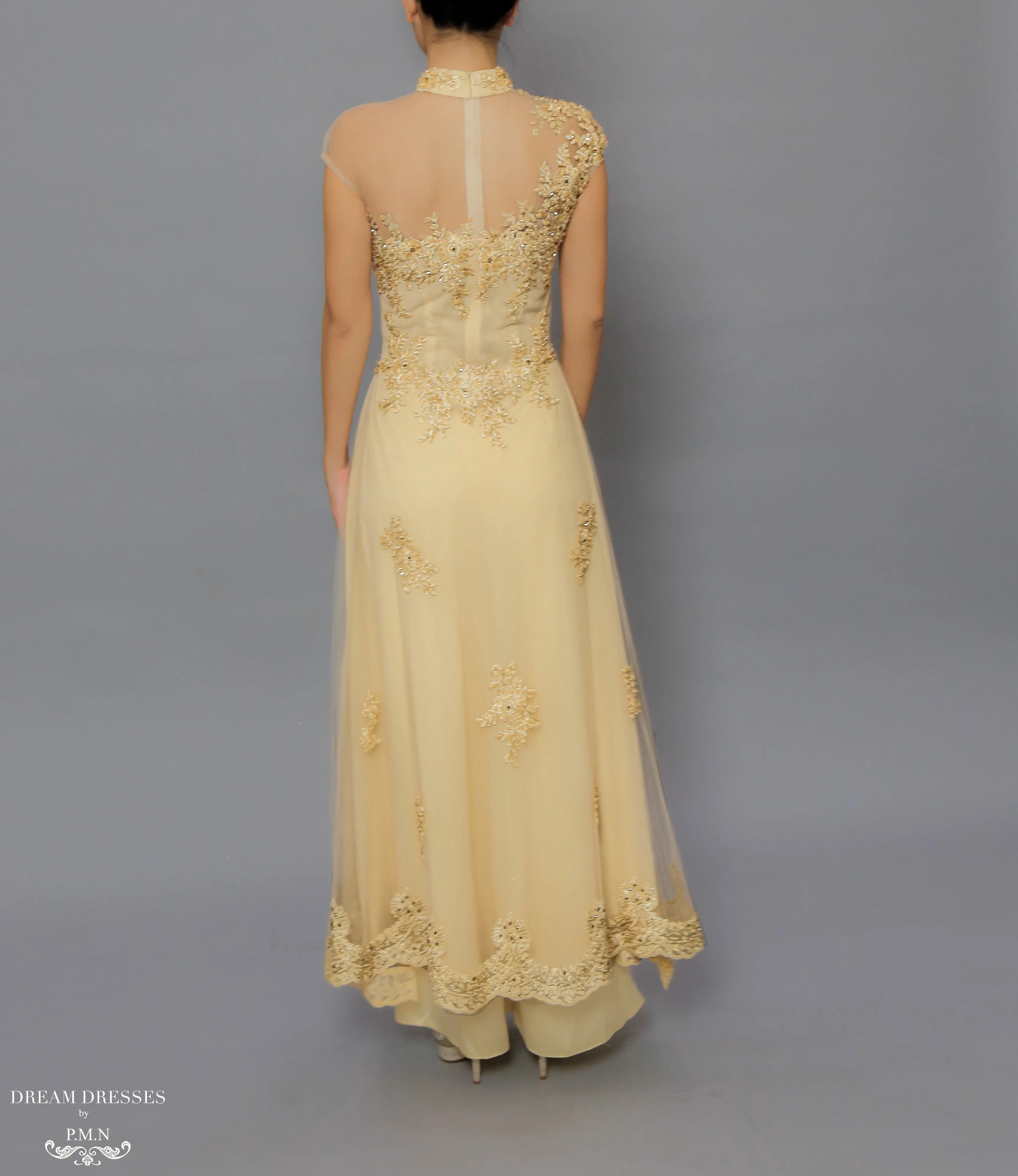 Gold Bridal Ao Dai | Custom Made Vietnamese Bridal Dress (#FLORENCE)