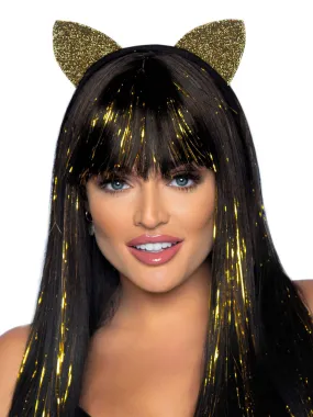 Gold glitter cat ear headband