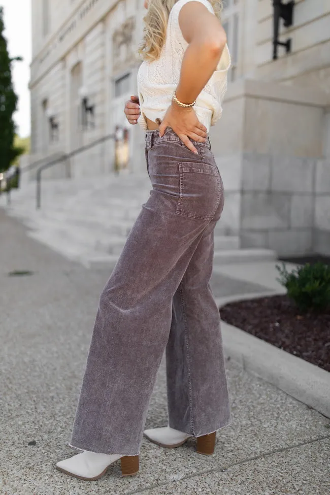 Got My Closure Brown Acid Wash Corduroy Wide Leg Pants FINAL SALE