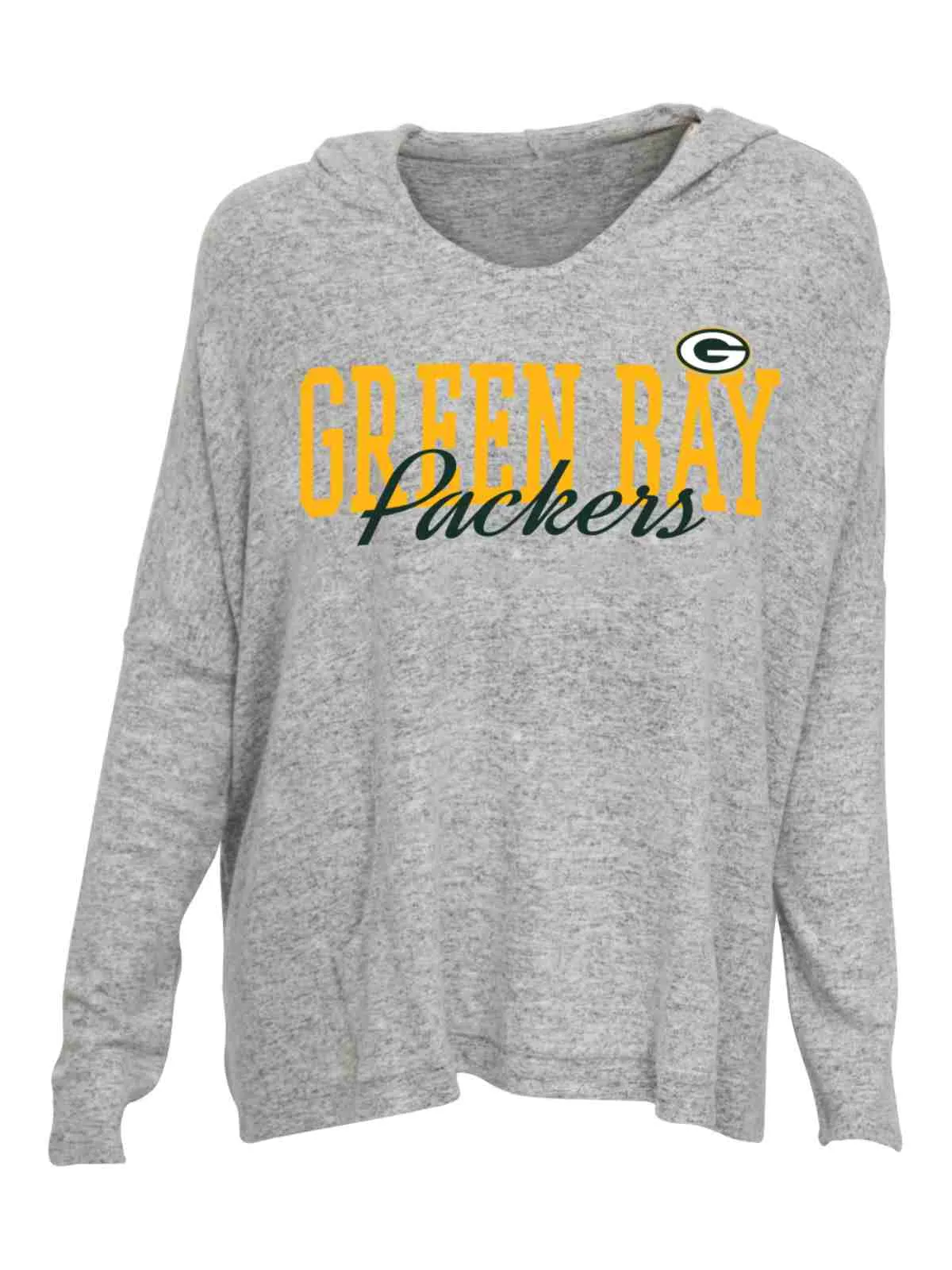 Green Bay Packers Concepts Sport WOMEN'S Gray Reprise Oversized Hooded T-Shirt