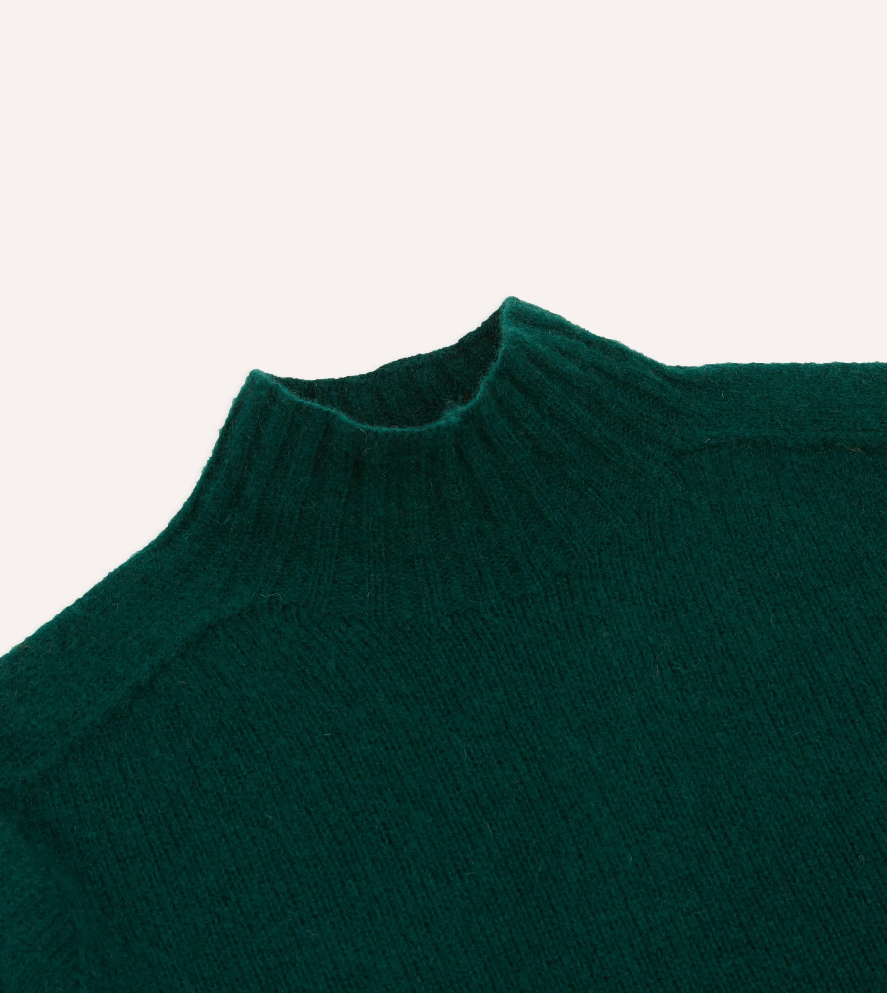 Green Brushed Shetland Mock Neck Jumper