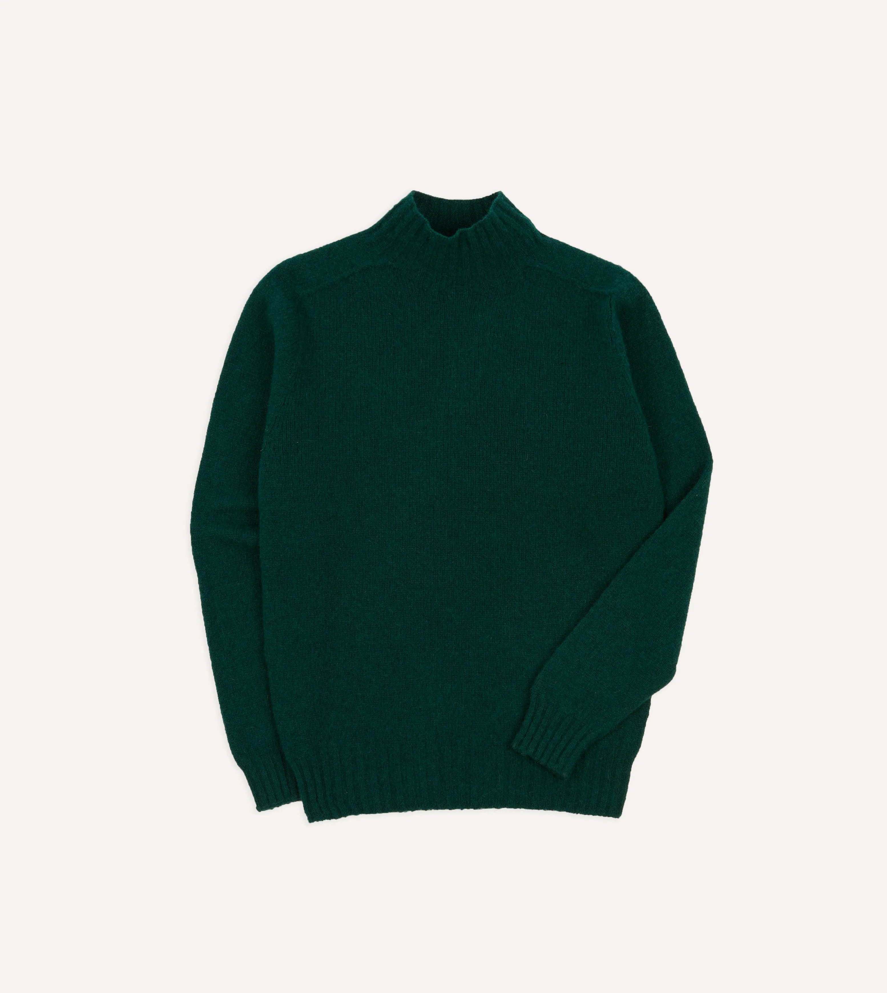 Green Brushed Shetland Mock Neck Jumper