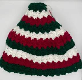 Green, Red, and White Acrylic Crochet Christmas Tree Skirt