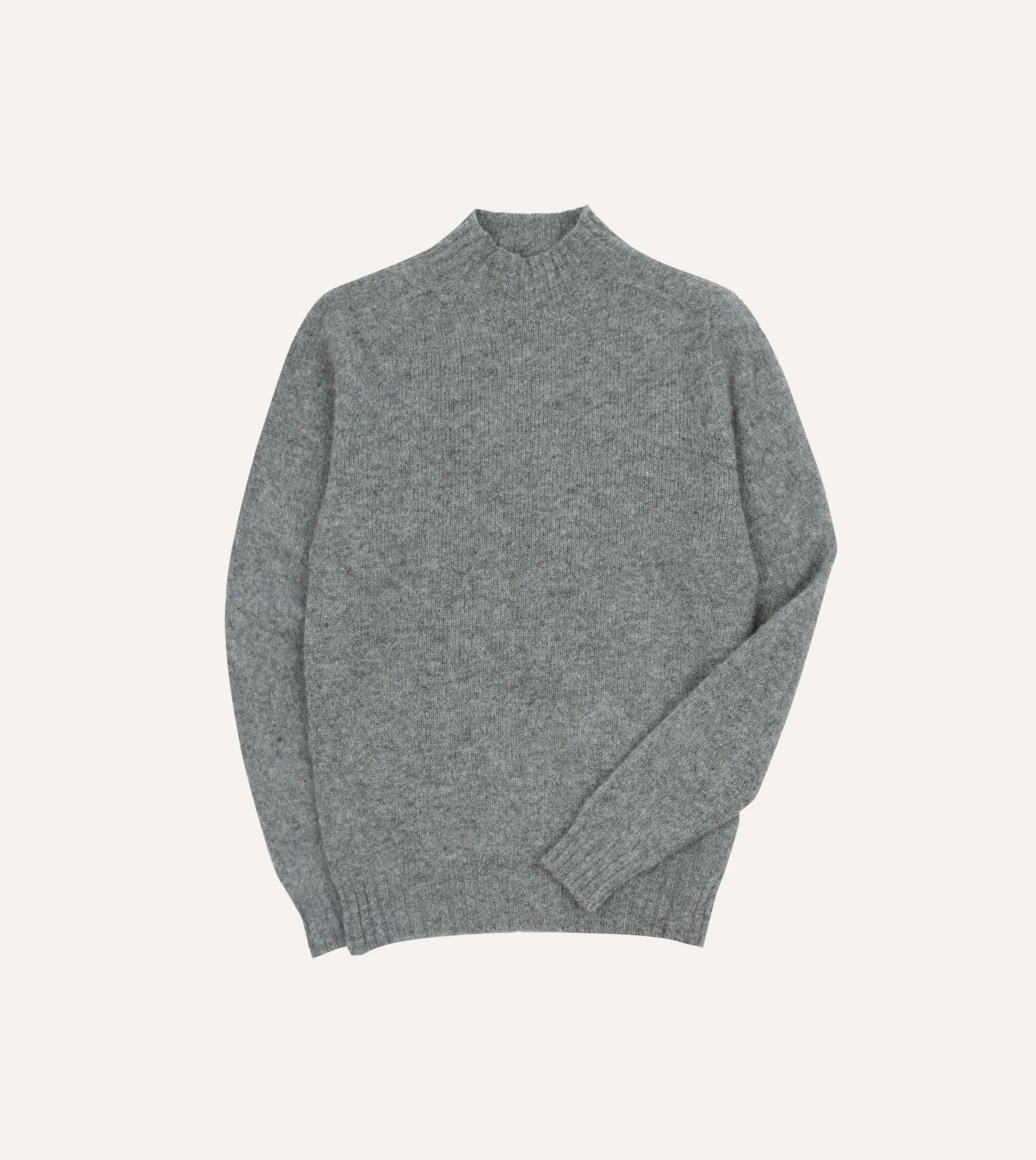 Grey Brushed Shetland Mock Neck Jumper