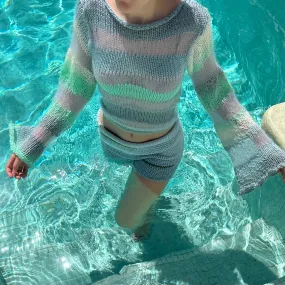 Handmade Sea Breeze striped mohair knitted jumper