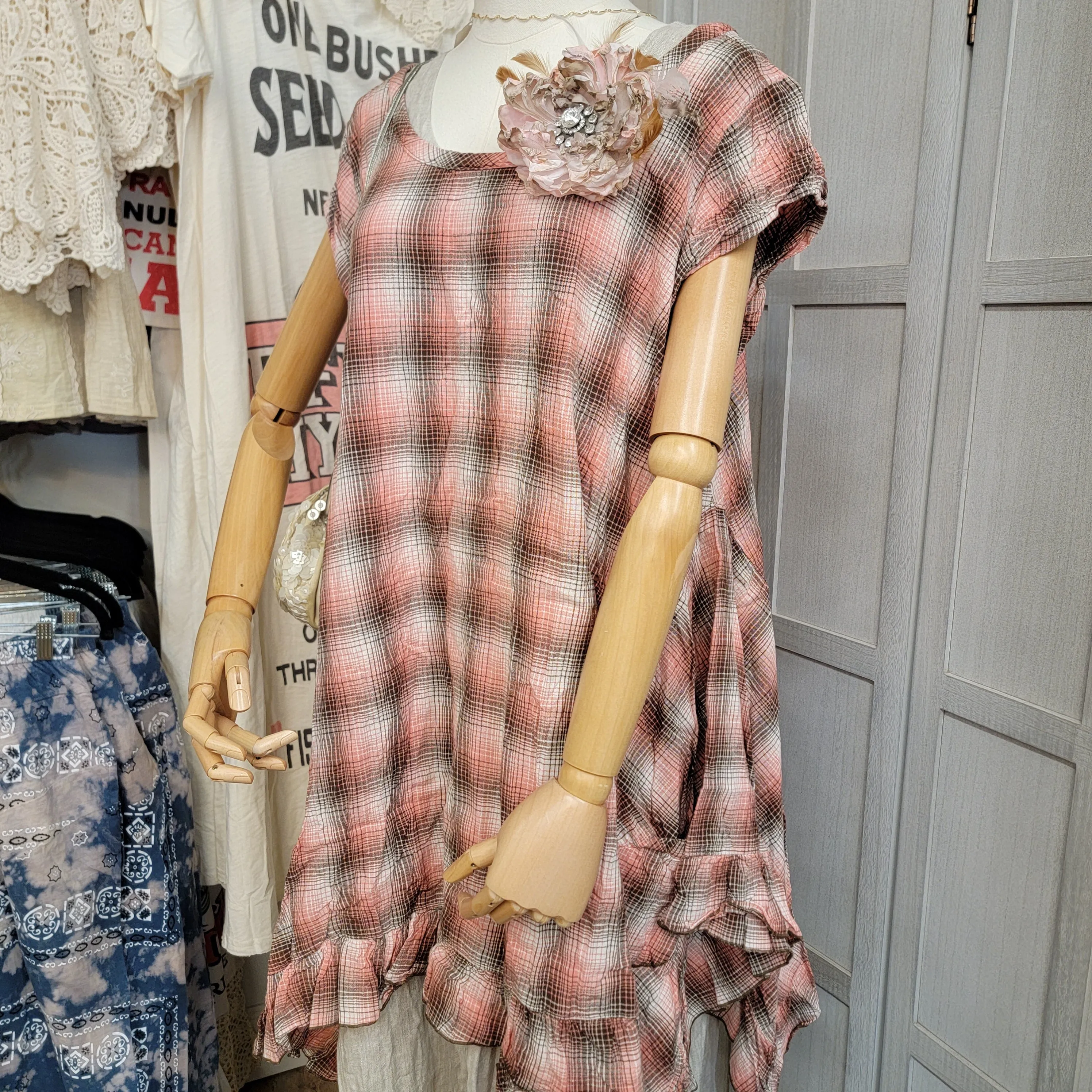 Heart's Desire Clothing - Flutter Top, Rustic Cotton, Plaid