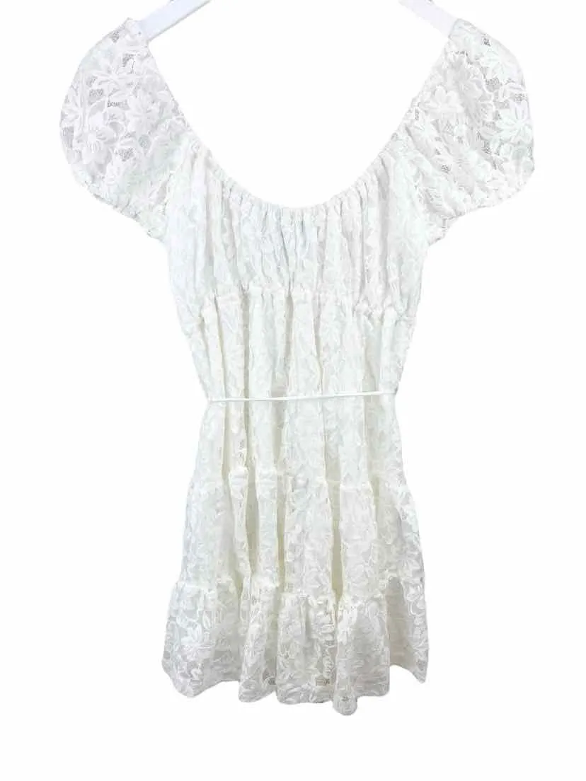 Hello Molly Women's' Lace Tiered Dress White Size S (4)