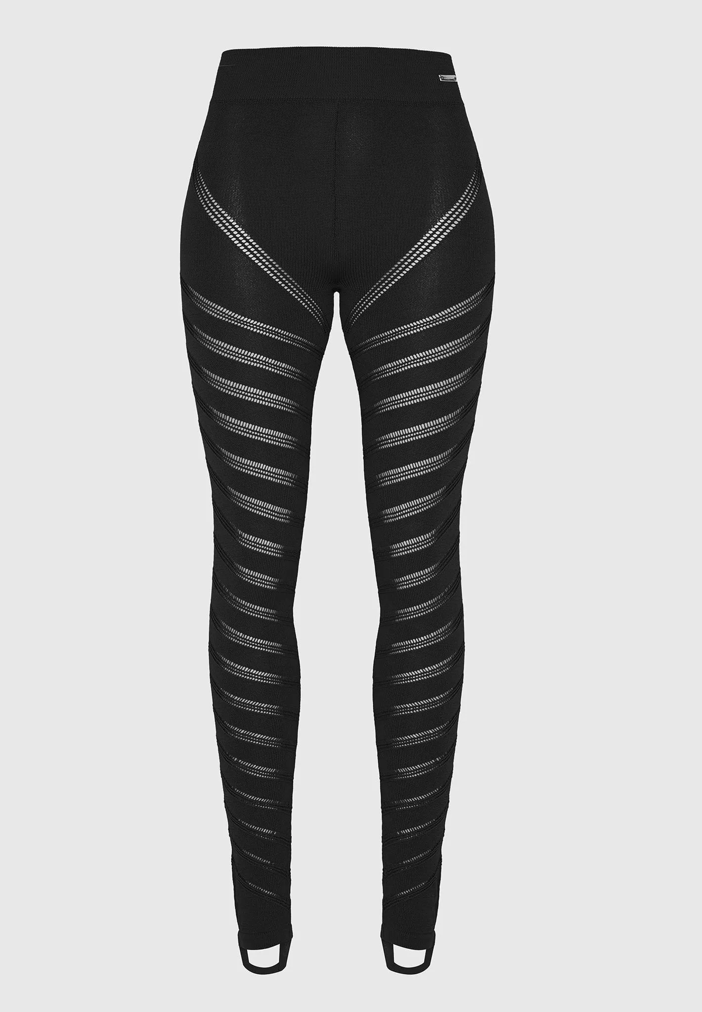 High Waisted Knitted Spiral Contour Leggings - Black