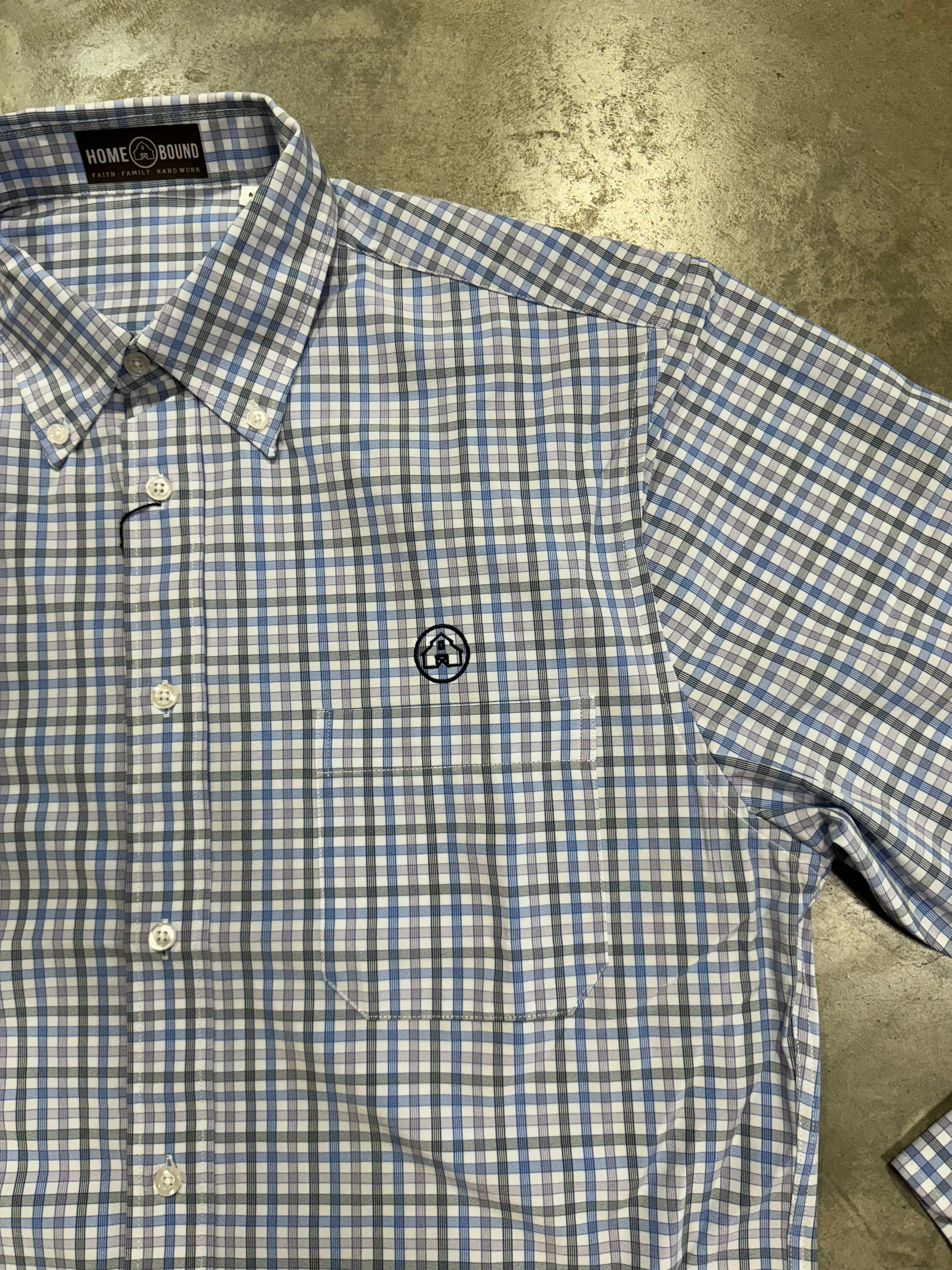 Home Bound Blue & Coral Performance Button Down Shirt