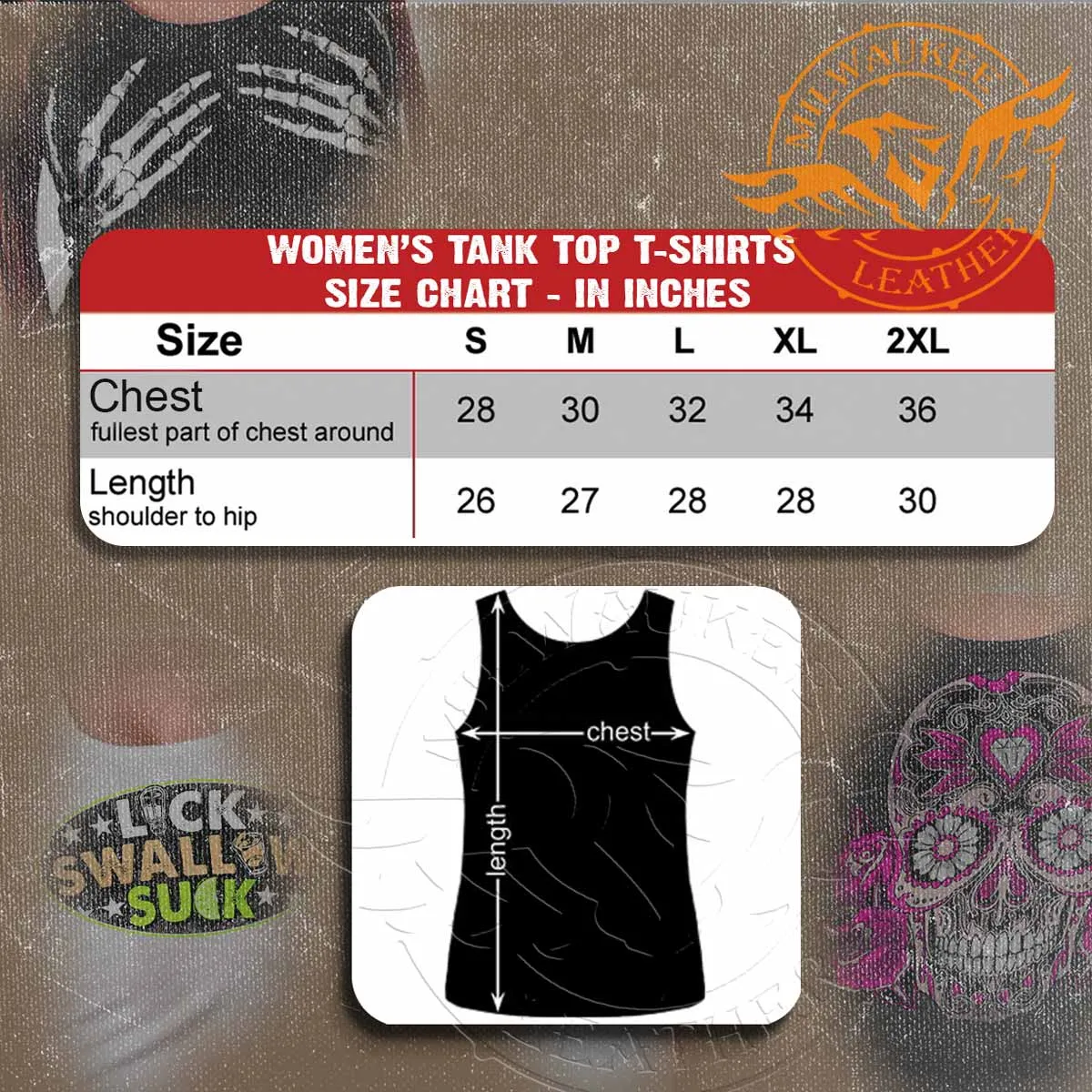 Hot Leathers GLC2363 Ladies Black Sugar Skull Thick Strap Tank Top