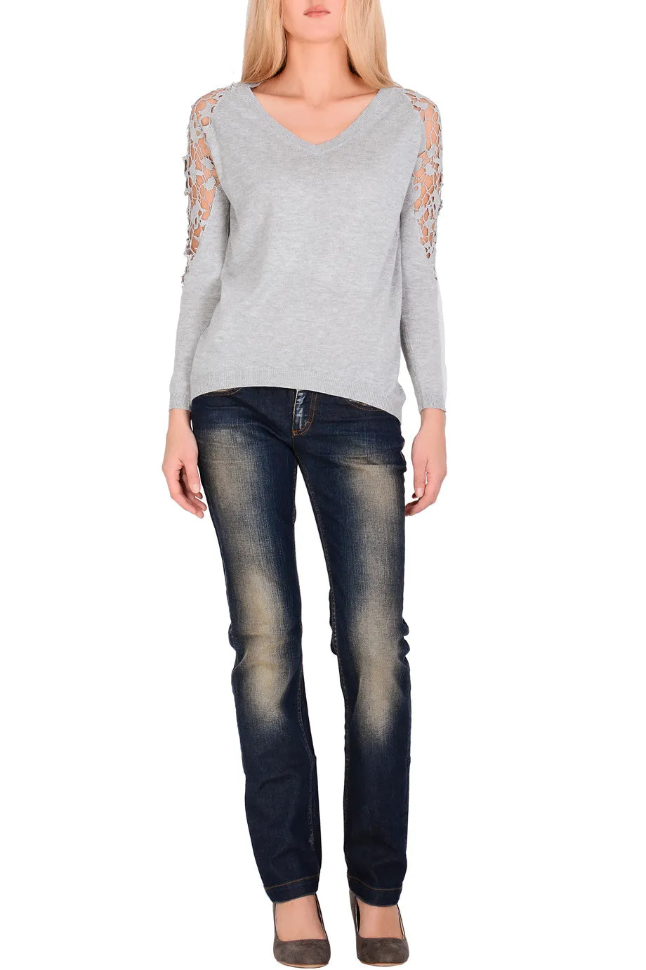 INES Light Grey Lace Jumper