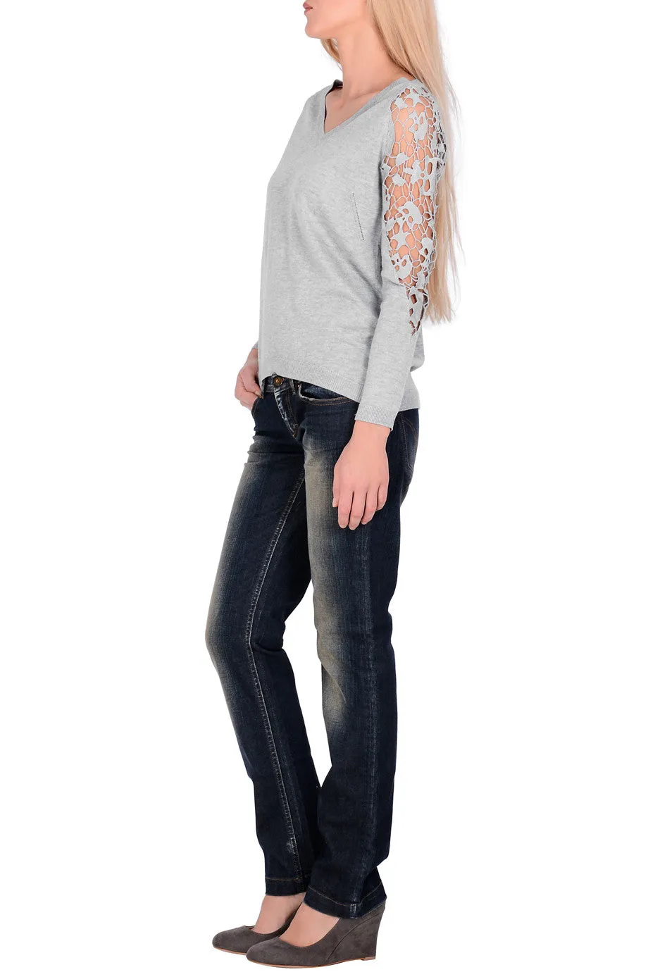 INES Light Grey Lace Jumper