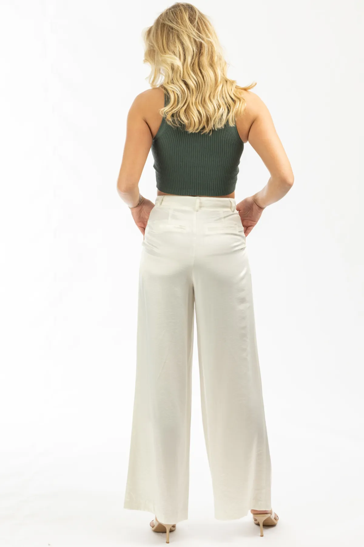 IVORY SHIMMER WIDE LEG PANT