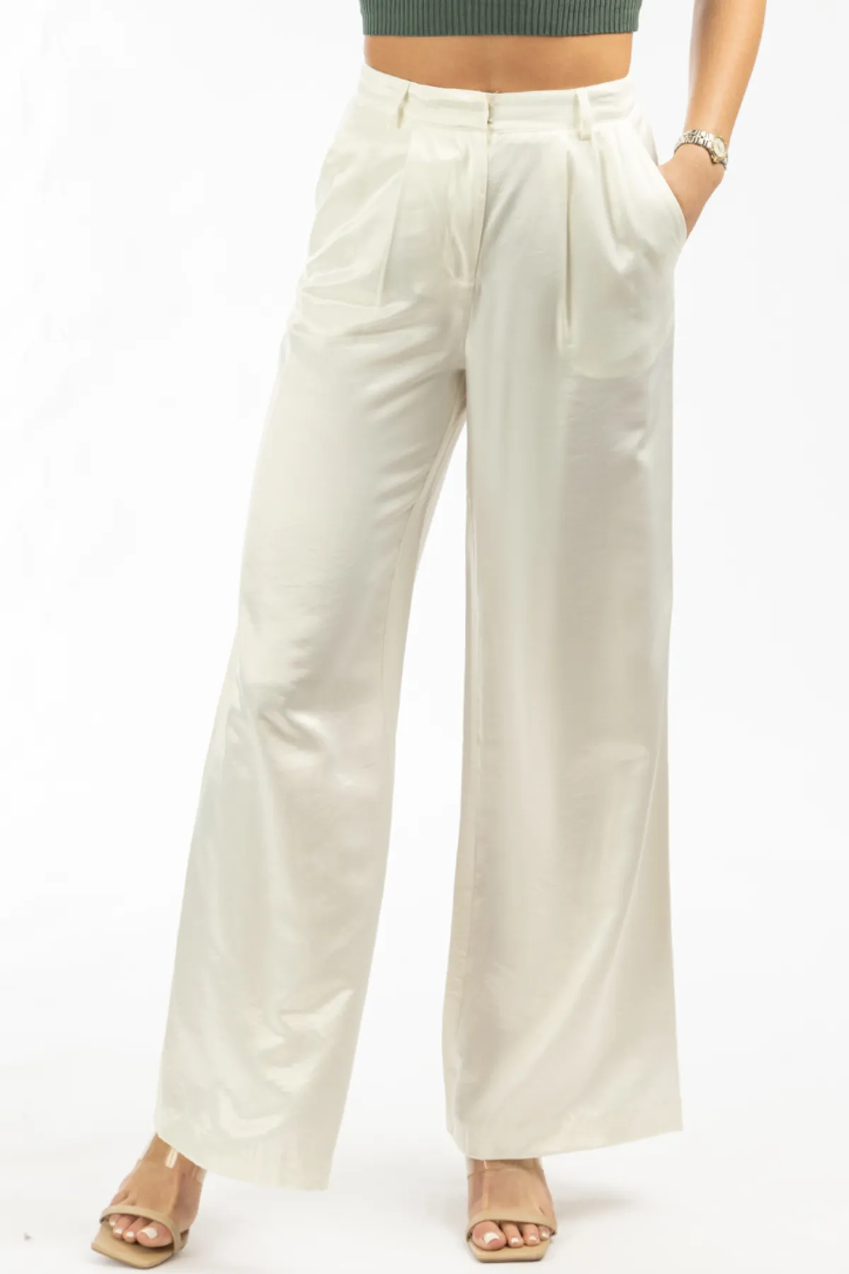 IVORY SHIMMER WIDE LEG PANT