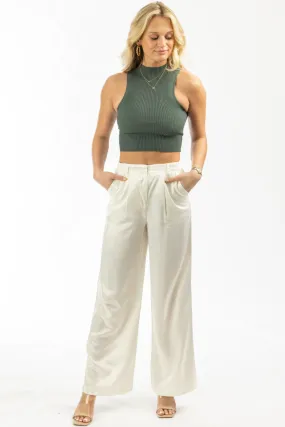 IVORY SHIMMER WIDE LEG PANT