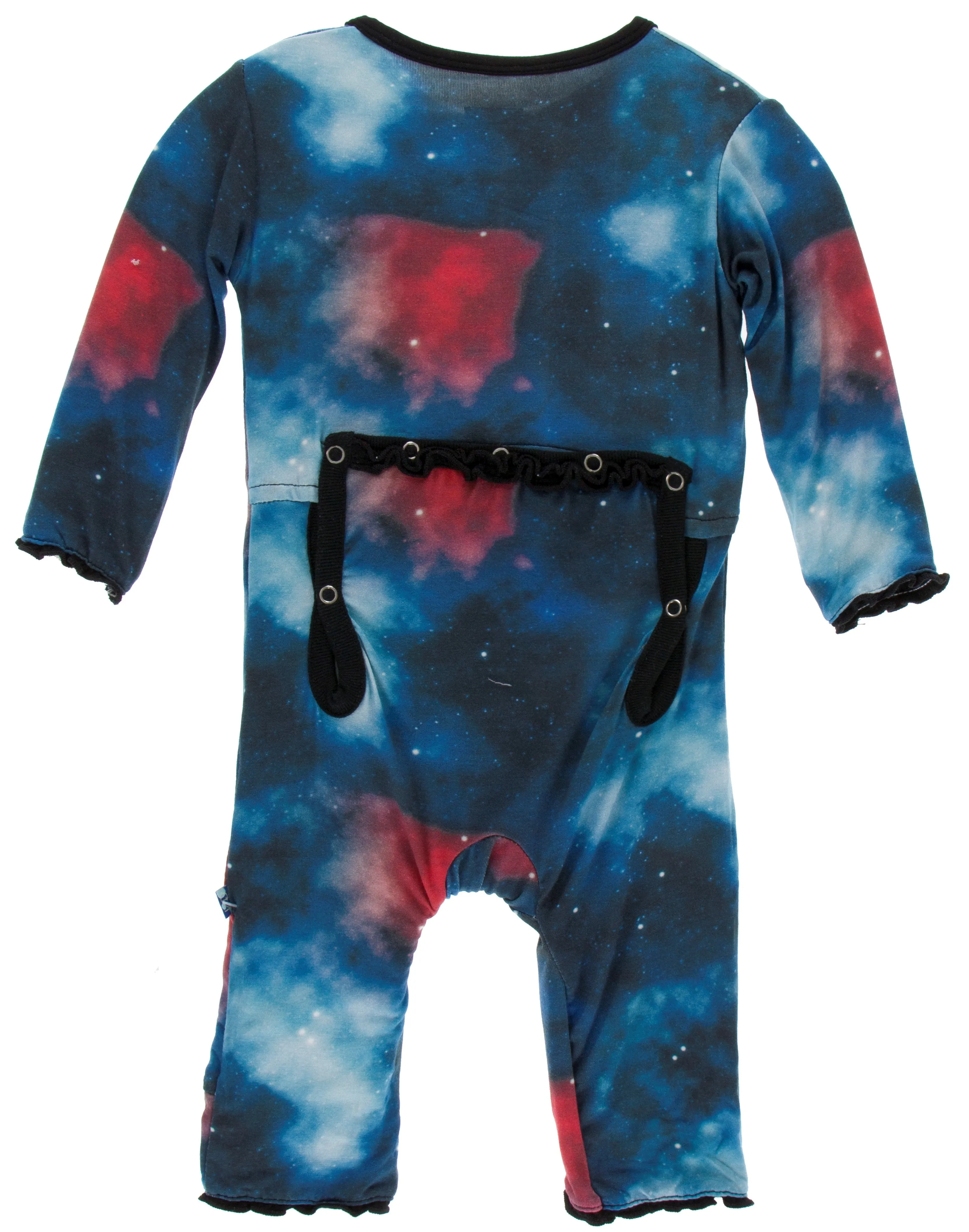 KicKee Pants Red Ginger Galaxy Muffin Ruffle Coverall with Zipper