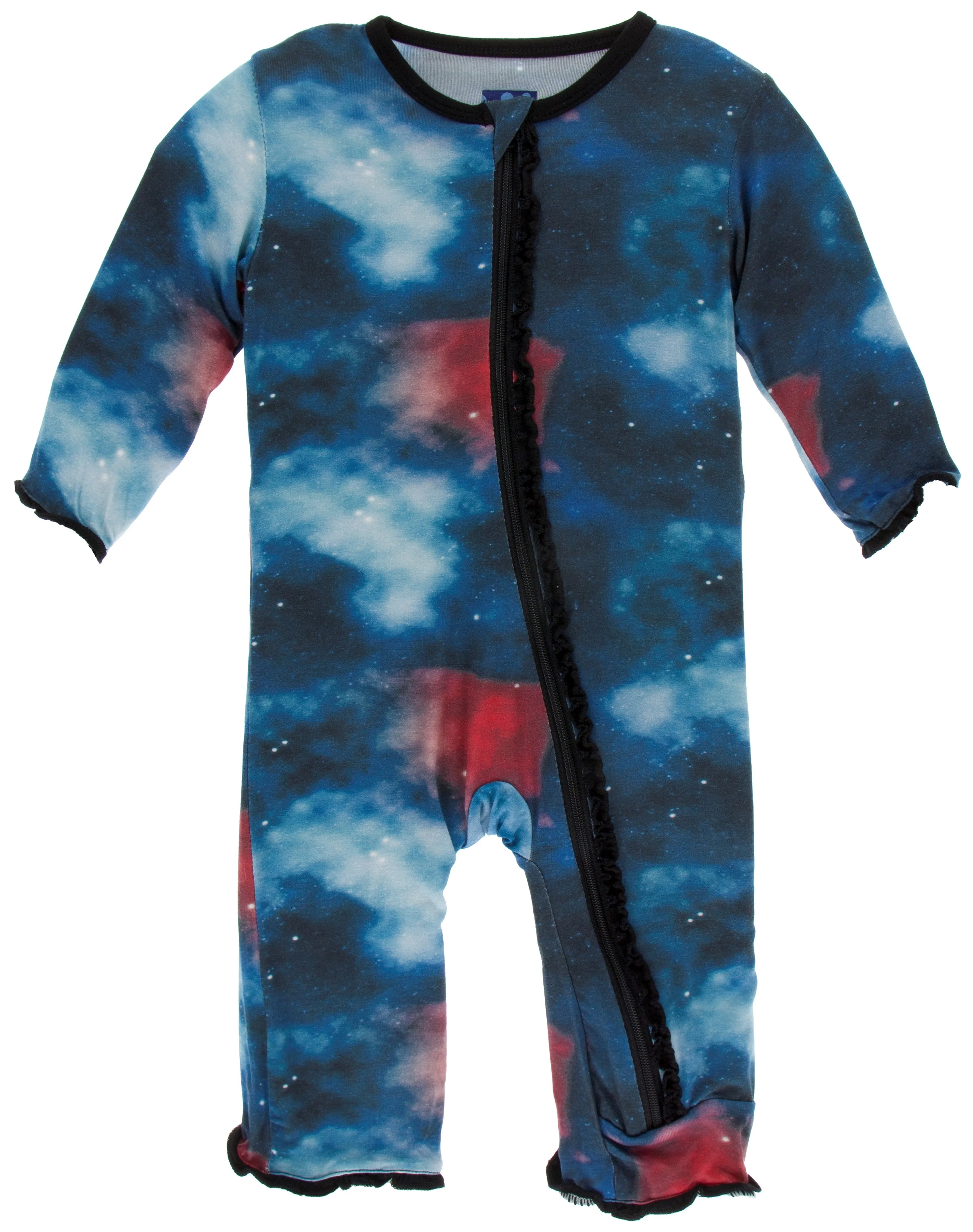 KicKee Pants Red Ginger Galaxy Muffin Ruffle Coverall with Zipper