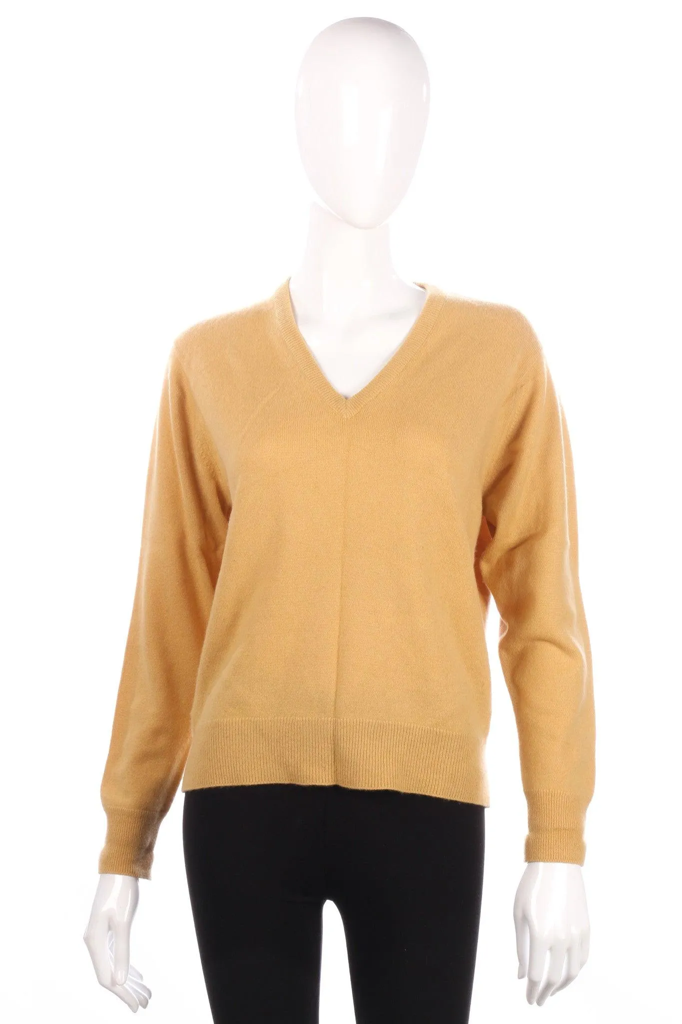 Kintyre silk and cashmere yellow v neck jumper size 12/14