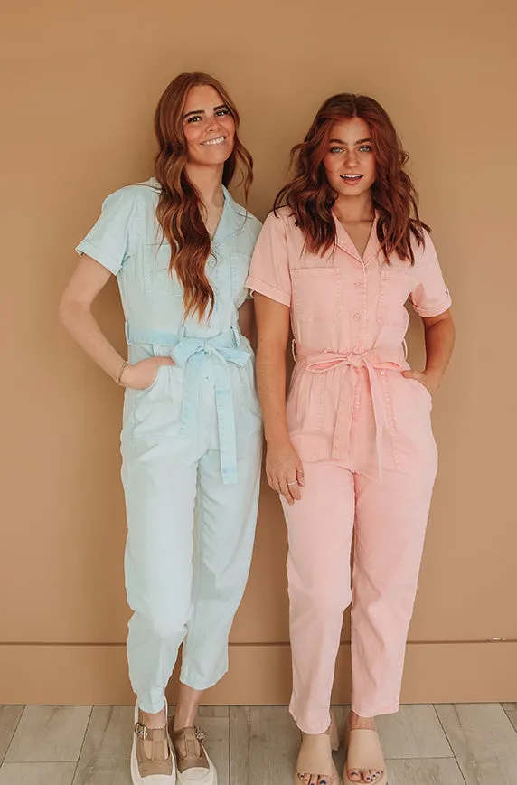 Kiss Me More Peach Jumpsuit - Nursing Friendly - FINAL SALE - FINAL FEW